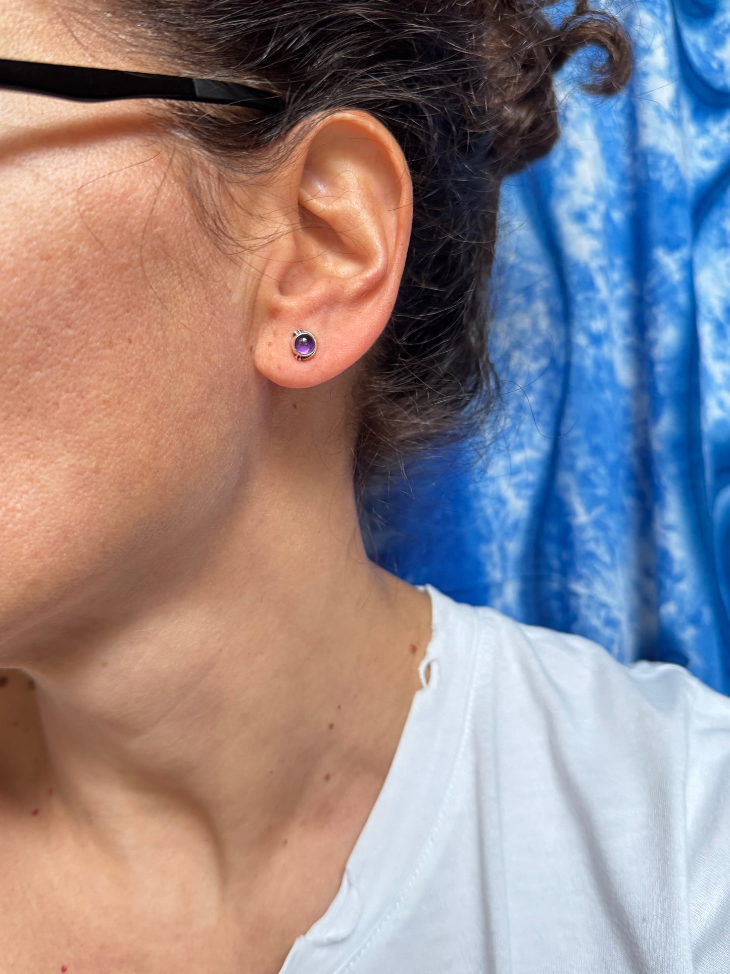 925 silver amethyst mini stud earrings
