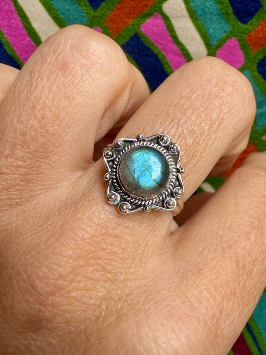 Anello argento 925 labradorite misura 15 - 3LA