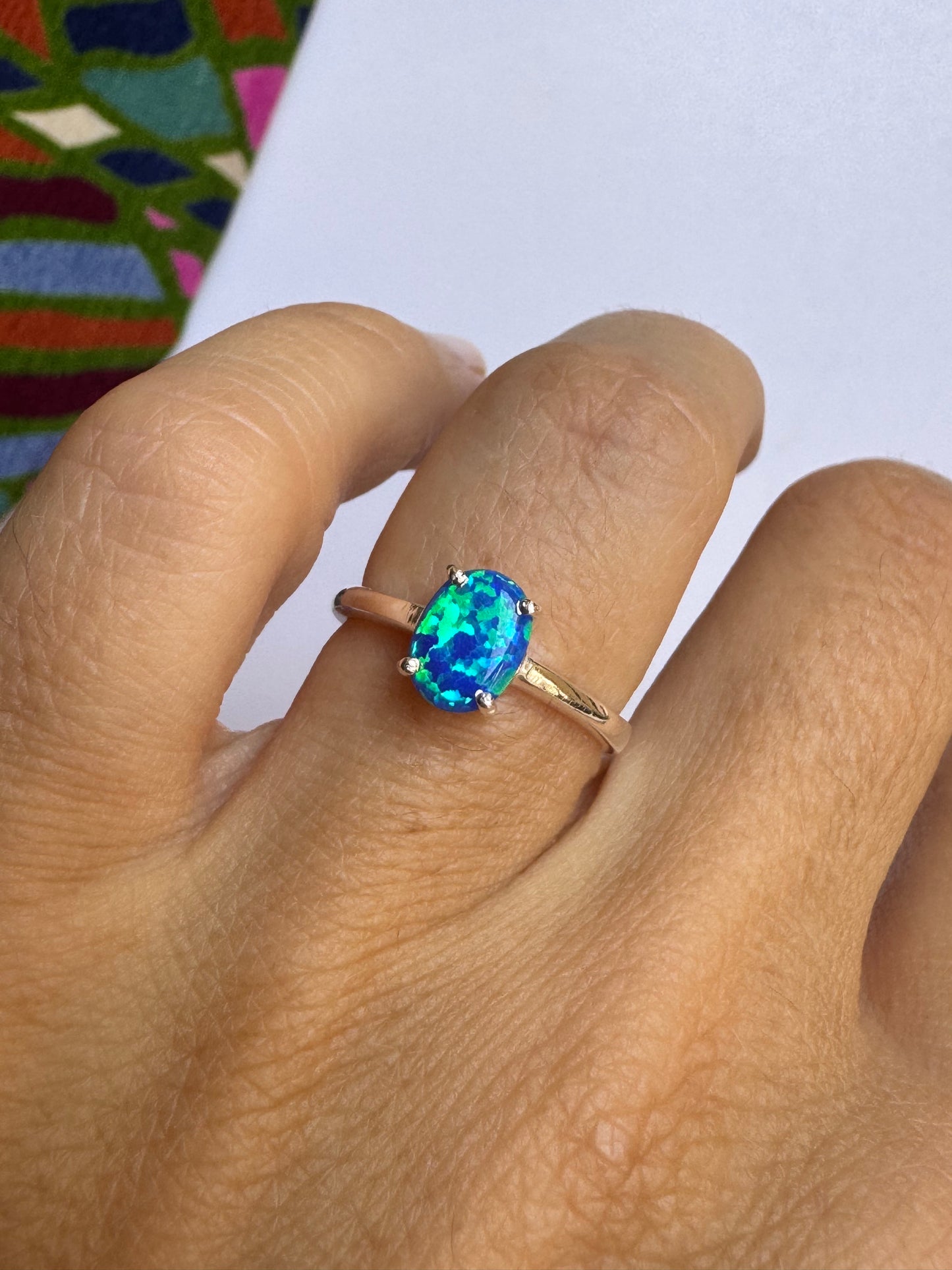 Anello argento 925 rana opale blu misura 14 5OP