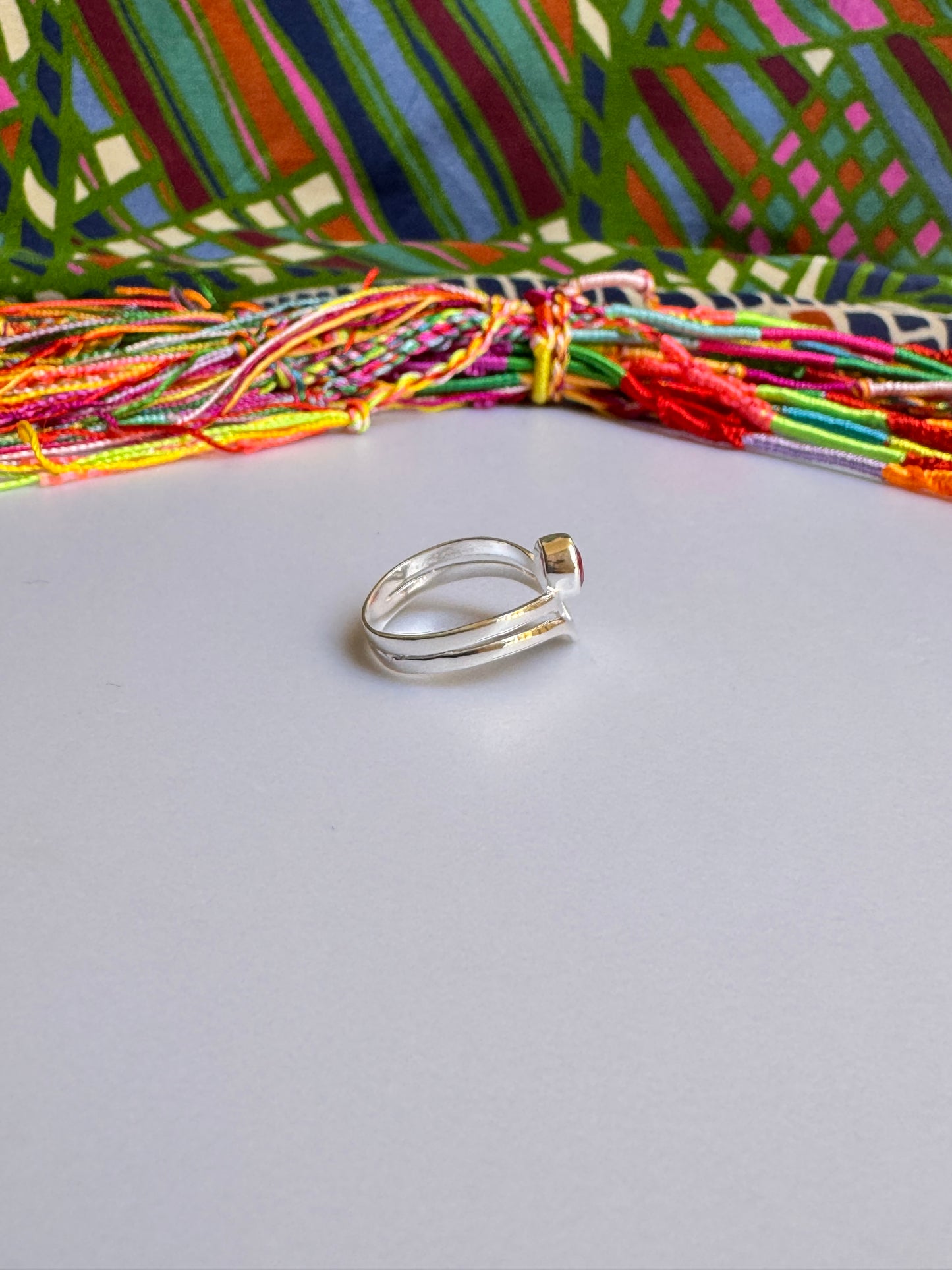 925 silver ring with corundum, size 15 - X58