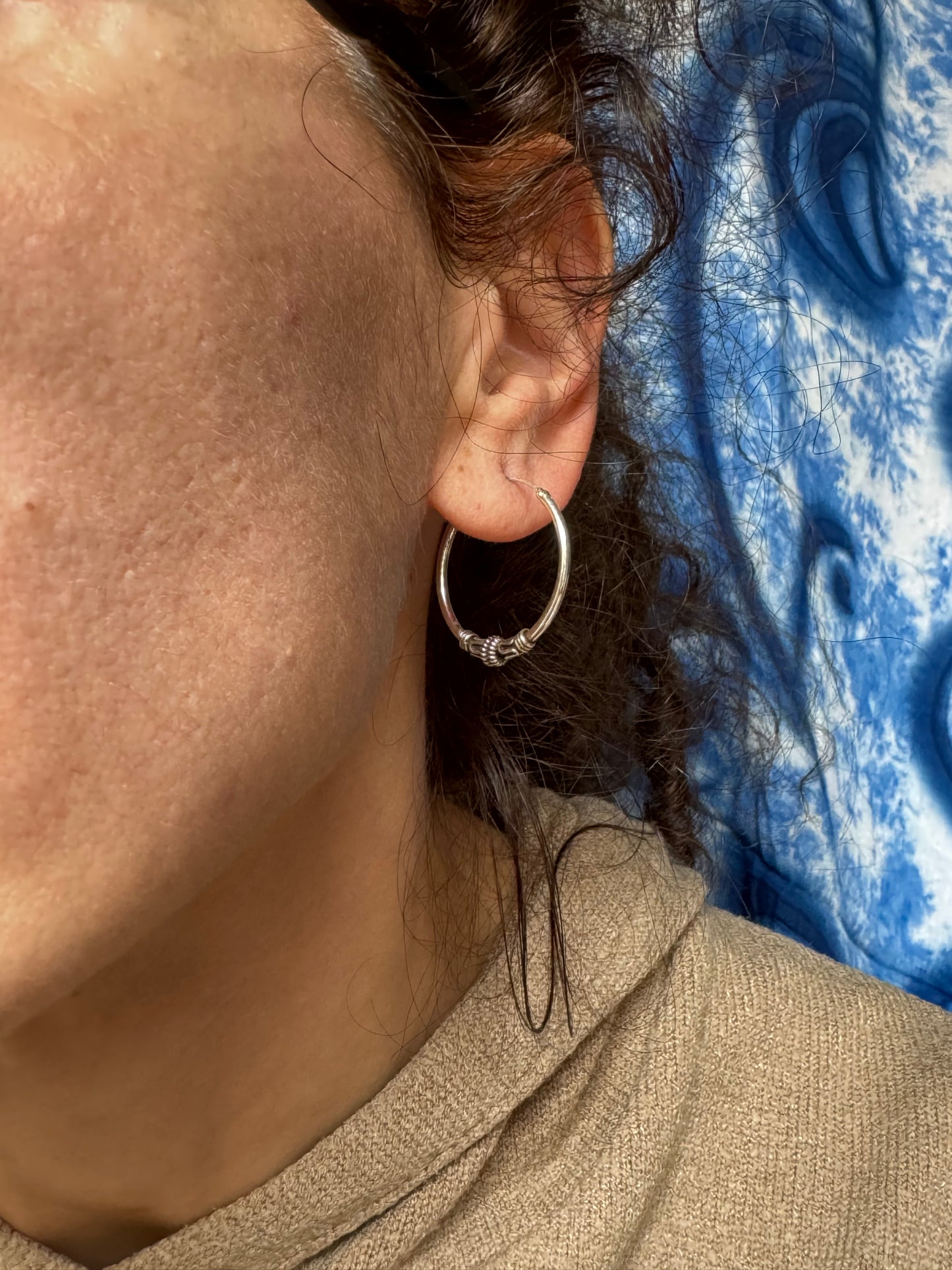 Pair of boho hoop earrings in 925 silver