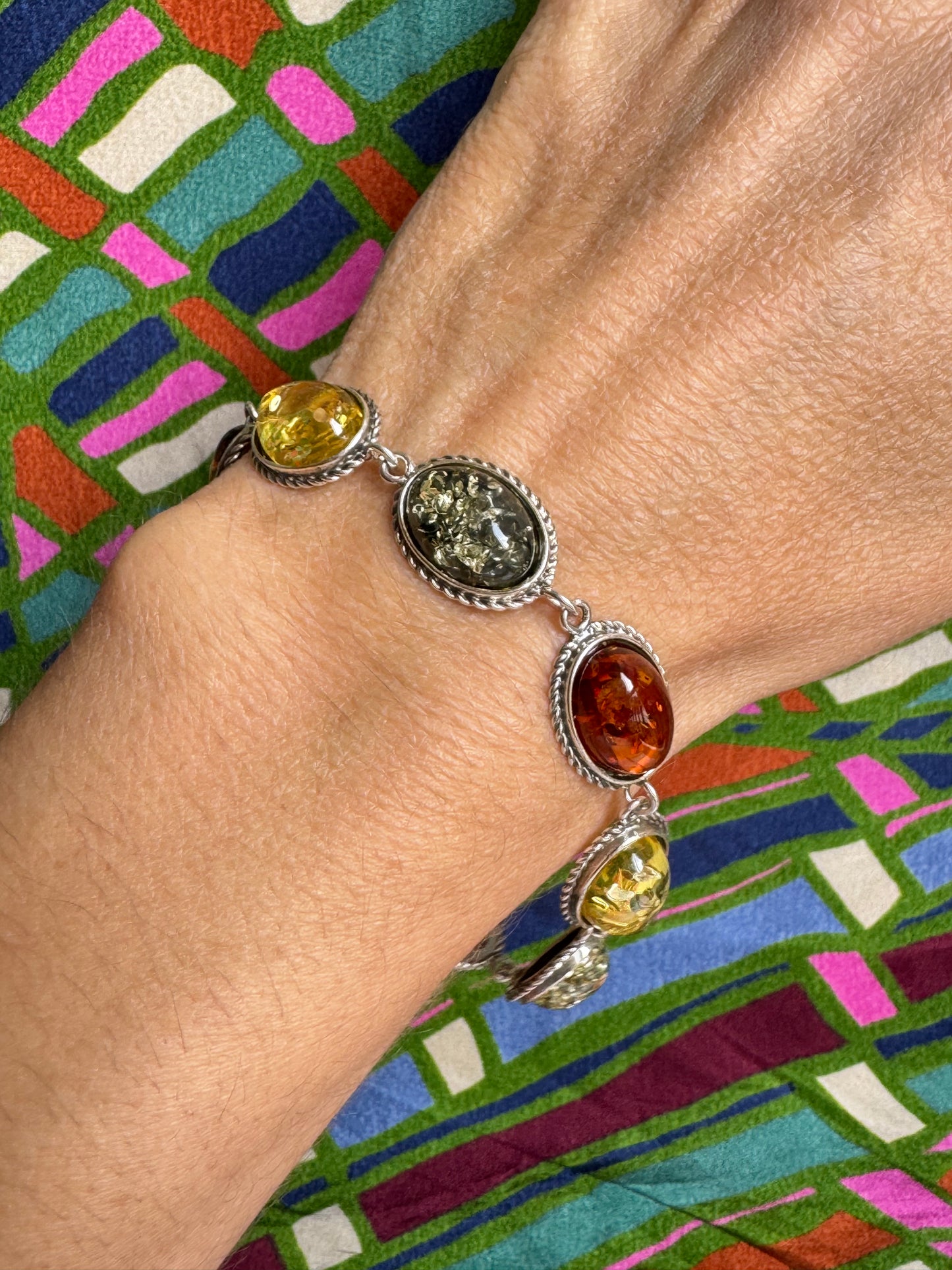 925 silver amber bracelet 5AB