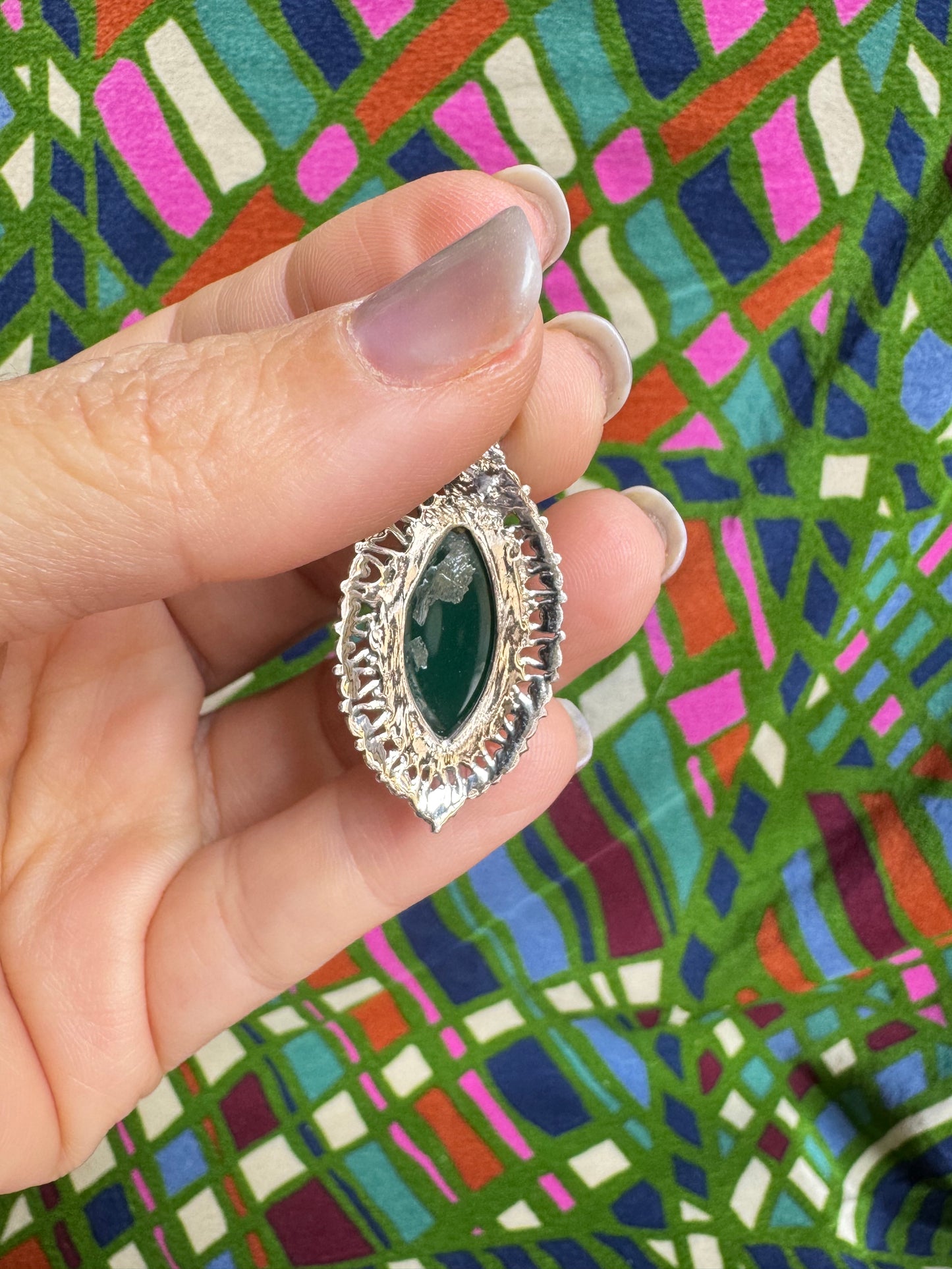 925 silver pendant with green onyx 5L