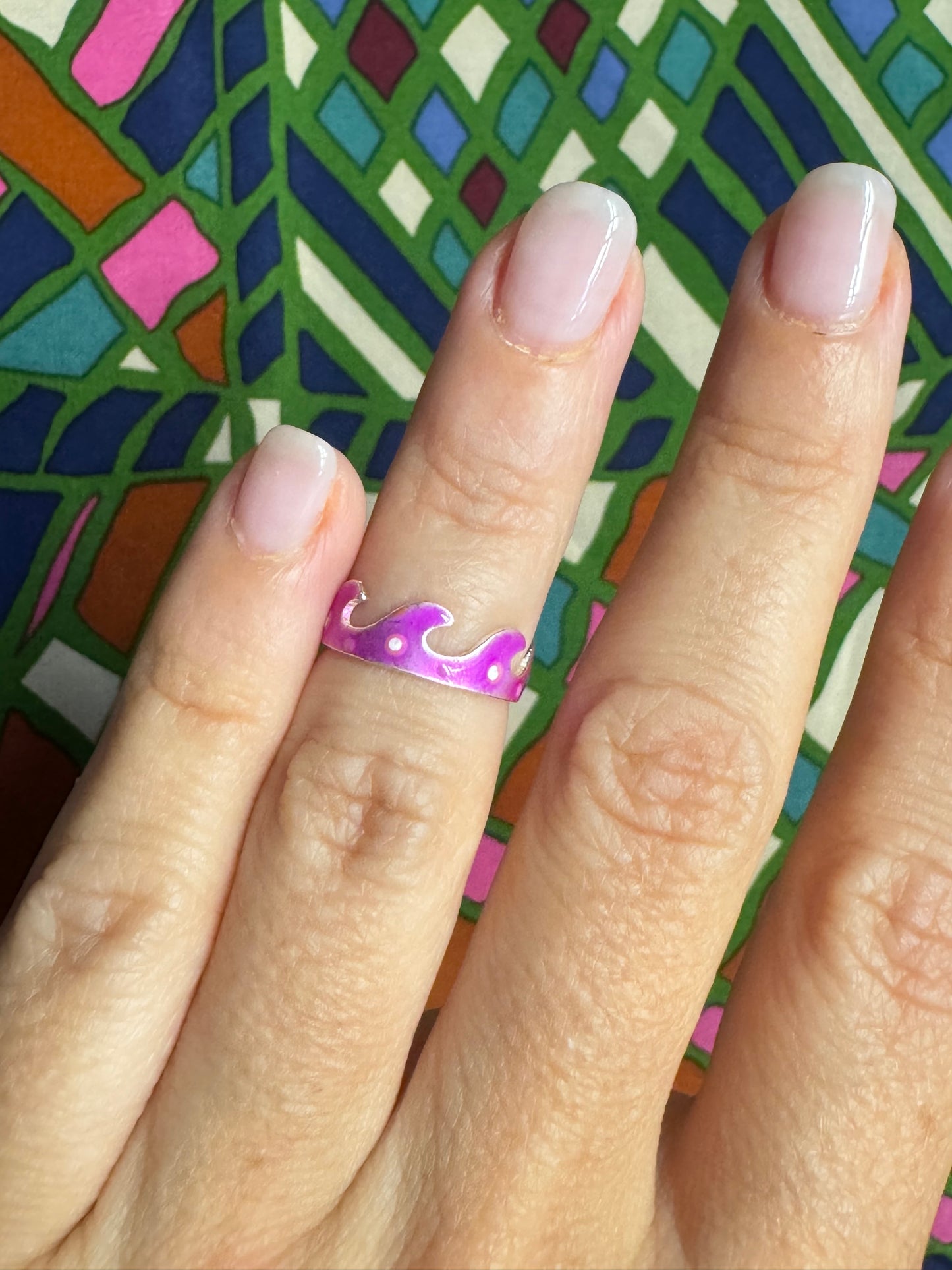 925 Silberring mit verstellbarem Fingerglied oder Fuß, Fuchsia Welle 12