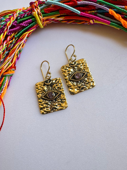 Lila Auge Boho Ohrringe