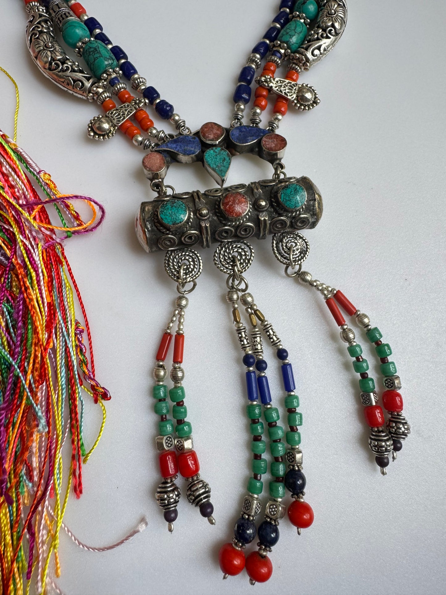Collana nepalese metallo pietre vintage anni 70