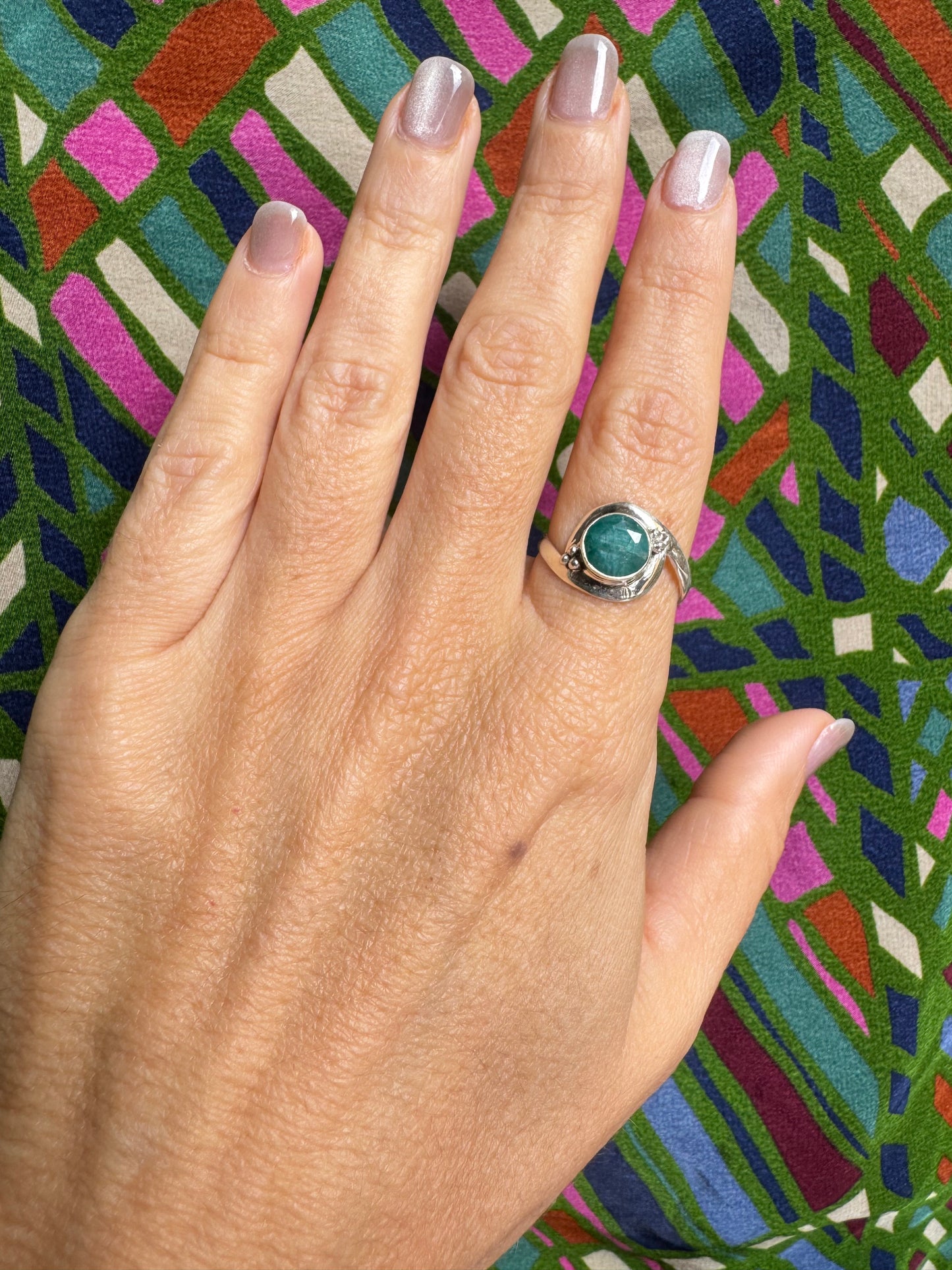 925 silver ring with emerald root, size 17 - 2RS