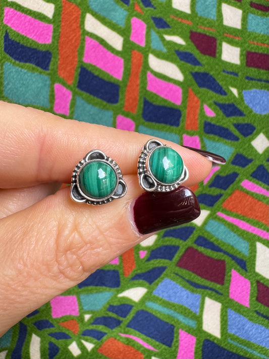 Orecchini lobo argento925 malachite