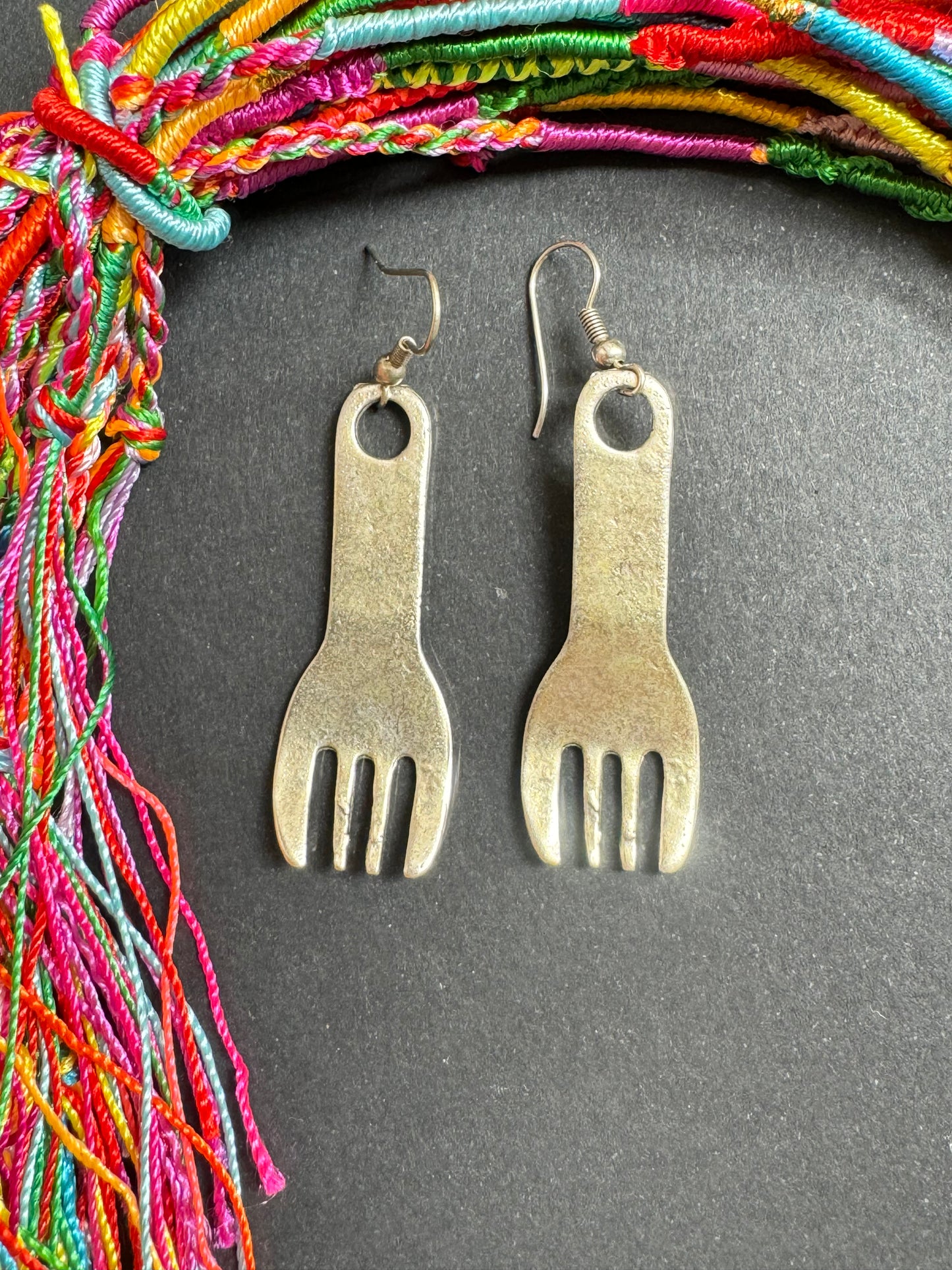 Zamak fork earrings