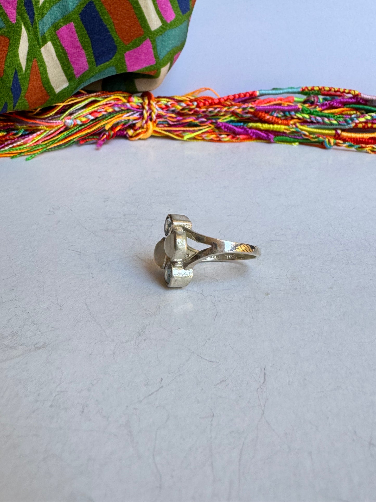 Anello argento 925 acquamarina e pietra di luna arcobaleno misura 19 - MP7