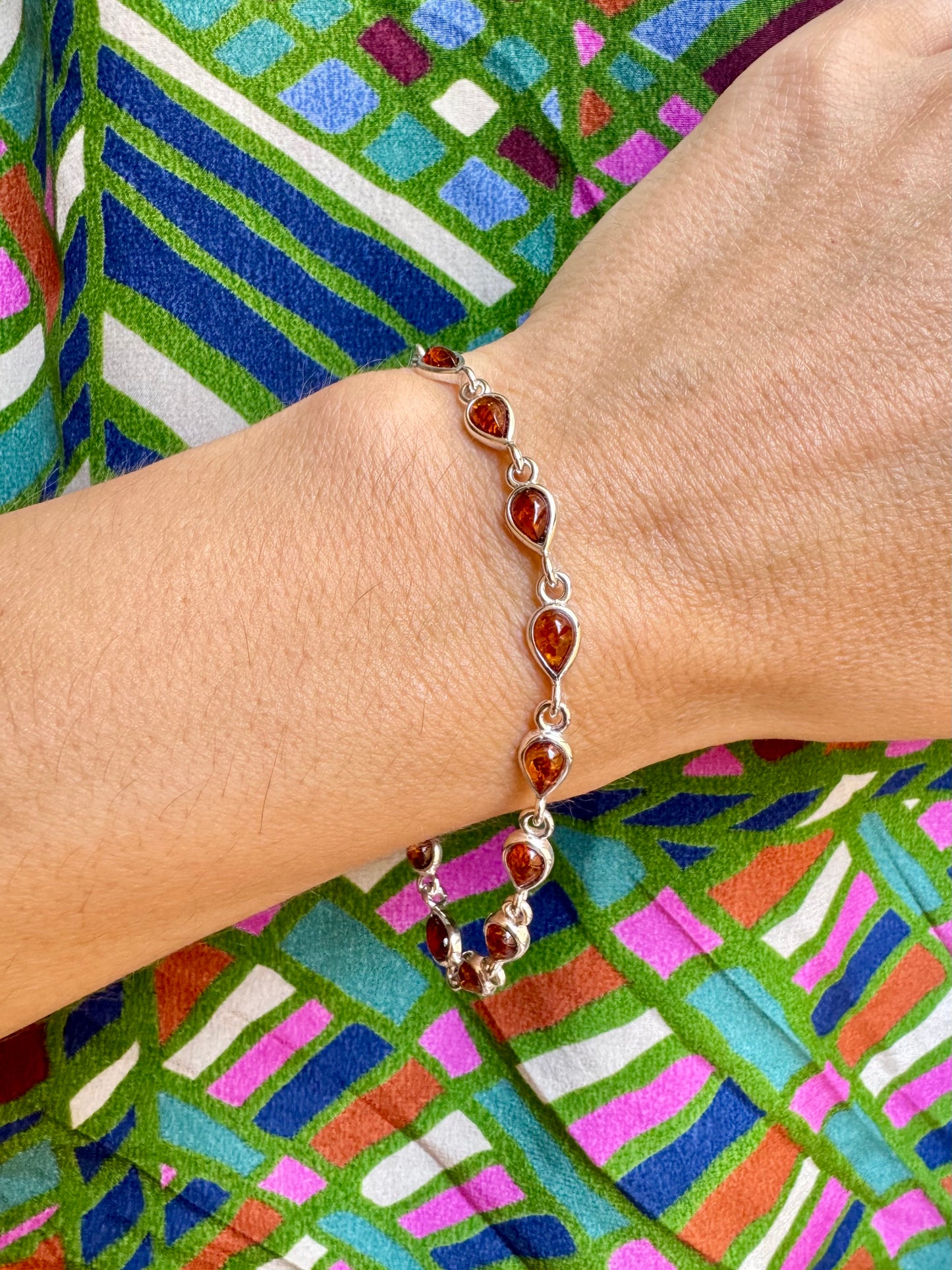 925 Silber Bernstein Armband 4AB