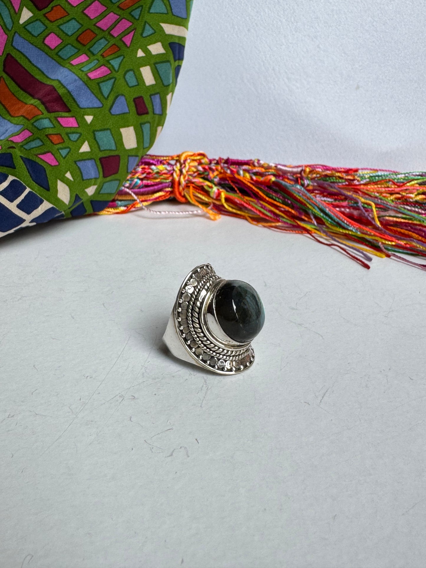 Anello argento 925 labradorite misura 15 - 18K