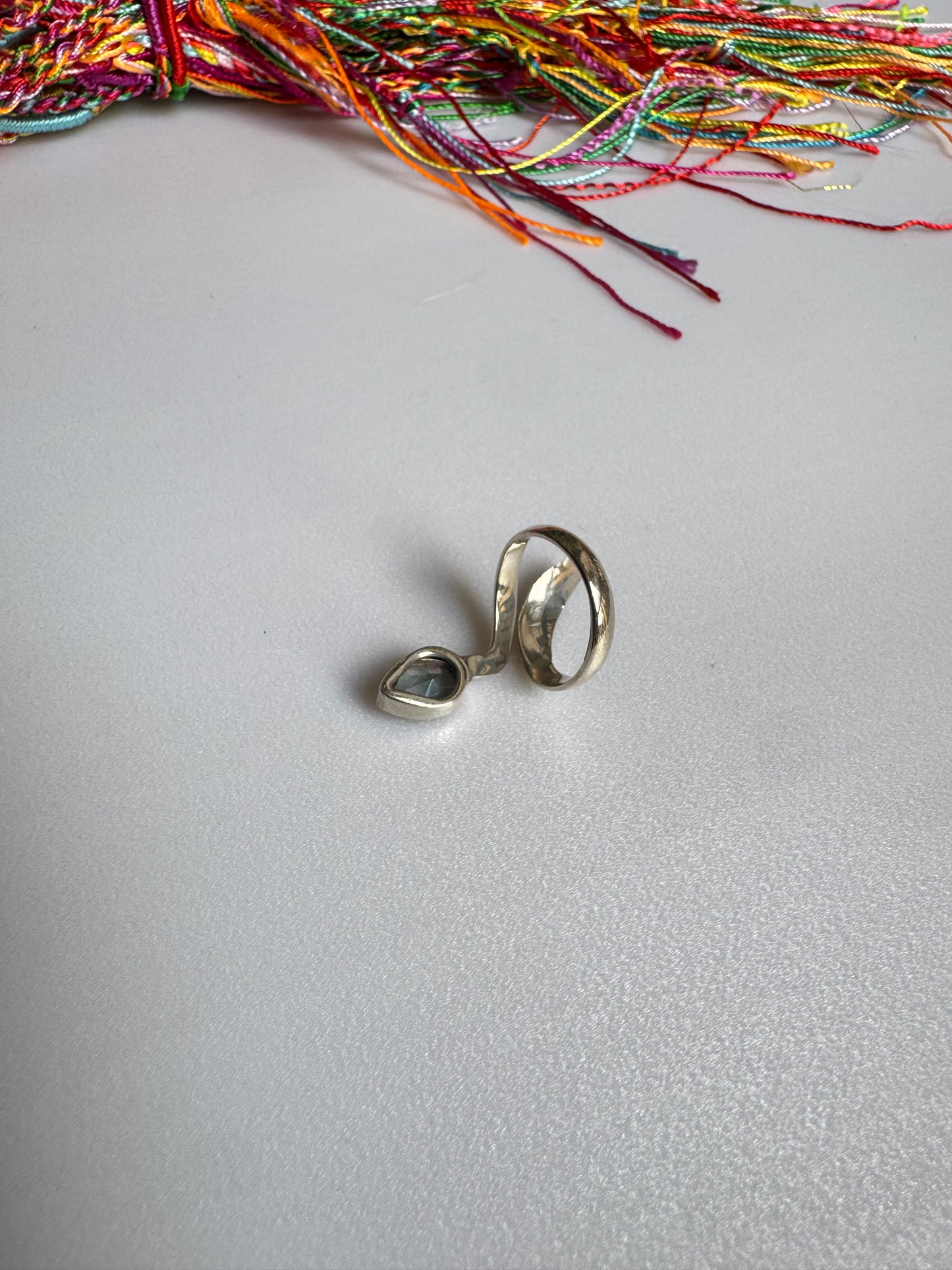 925 silver adjustable mystic stone ring 6MS