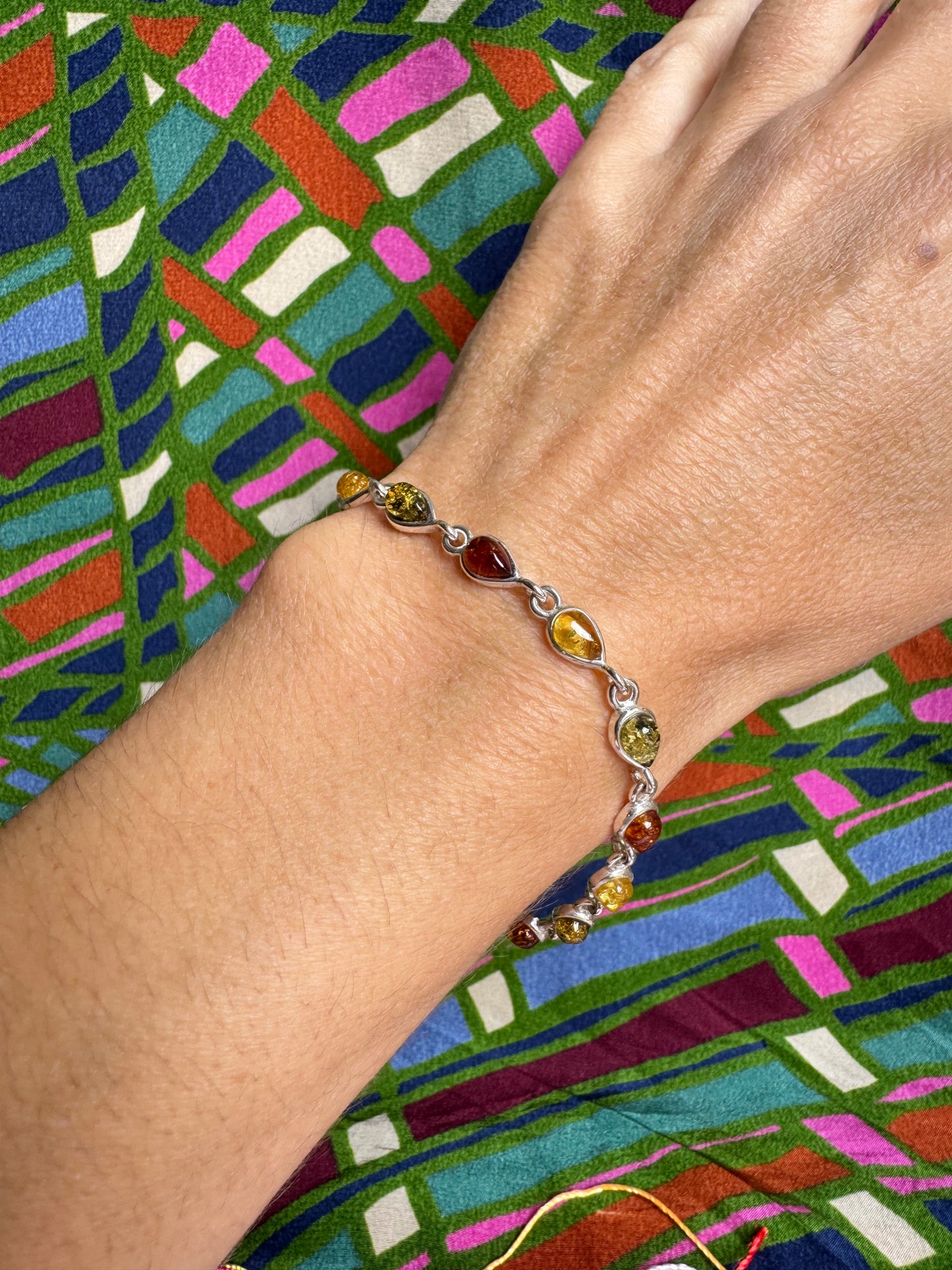 925 silver amber bracelet 8AB