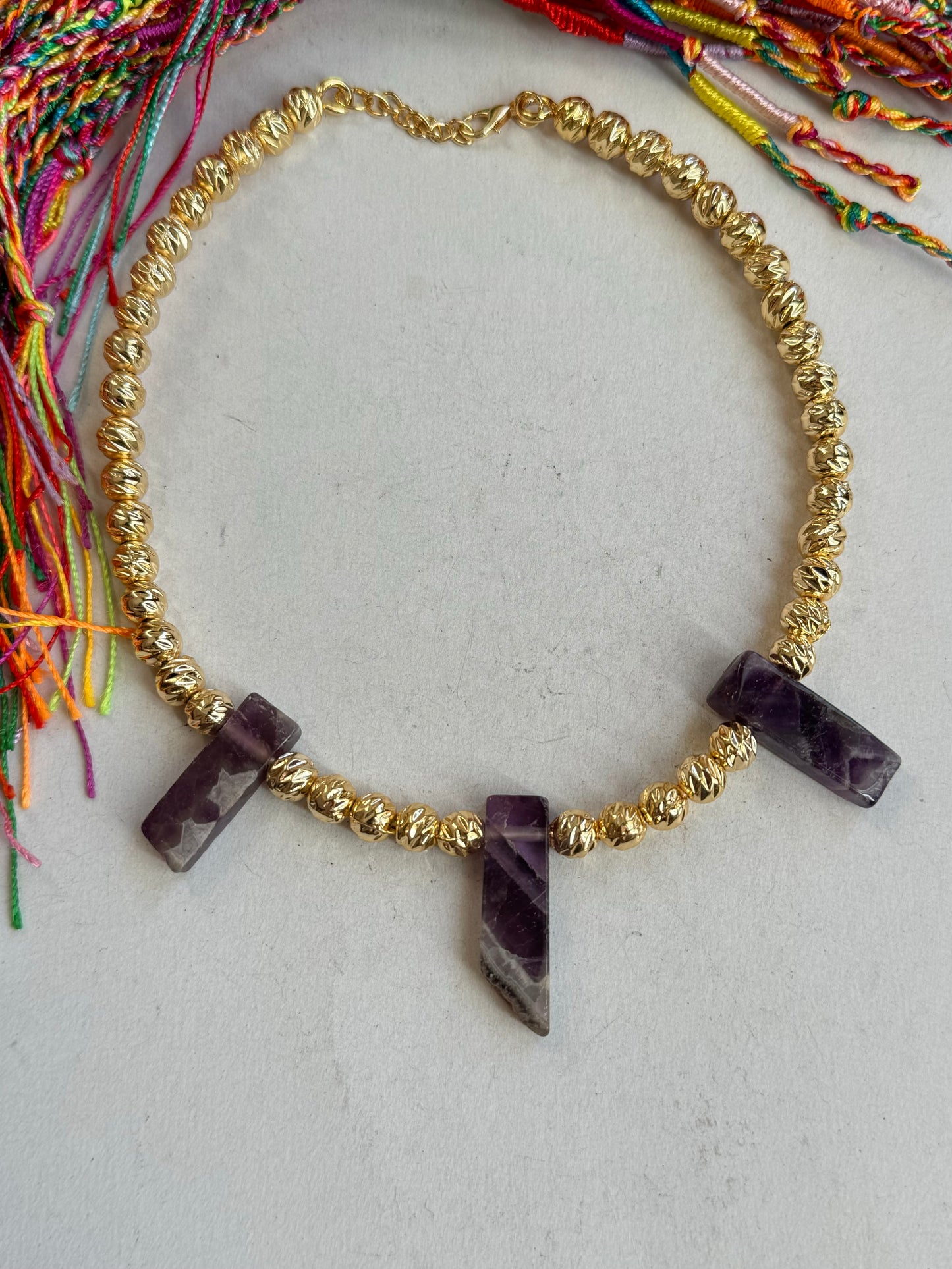 Amethyst golden choker necklace