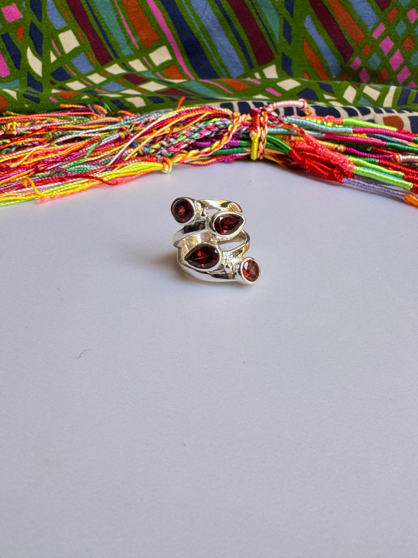 925 Silber Granatring Größe 10/11 X33