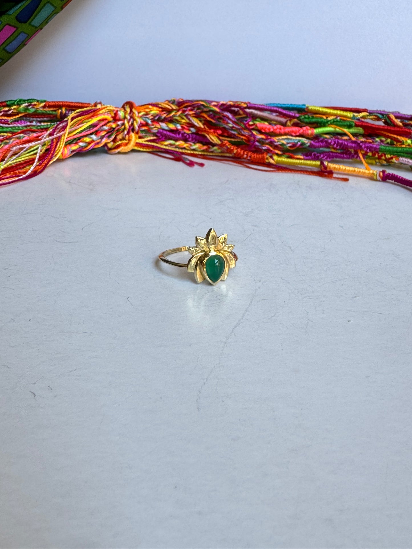 Anello boho dorato verde