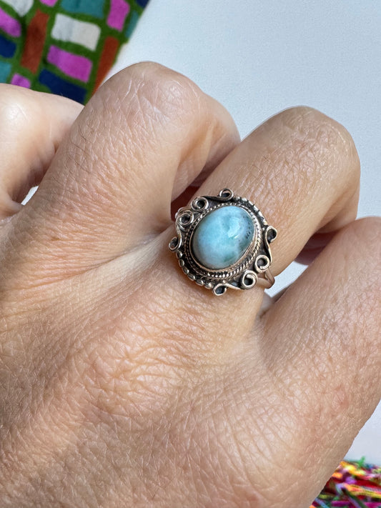 Anello argento 925 larimar misura 14 - 3LA