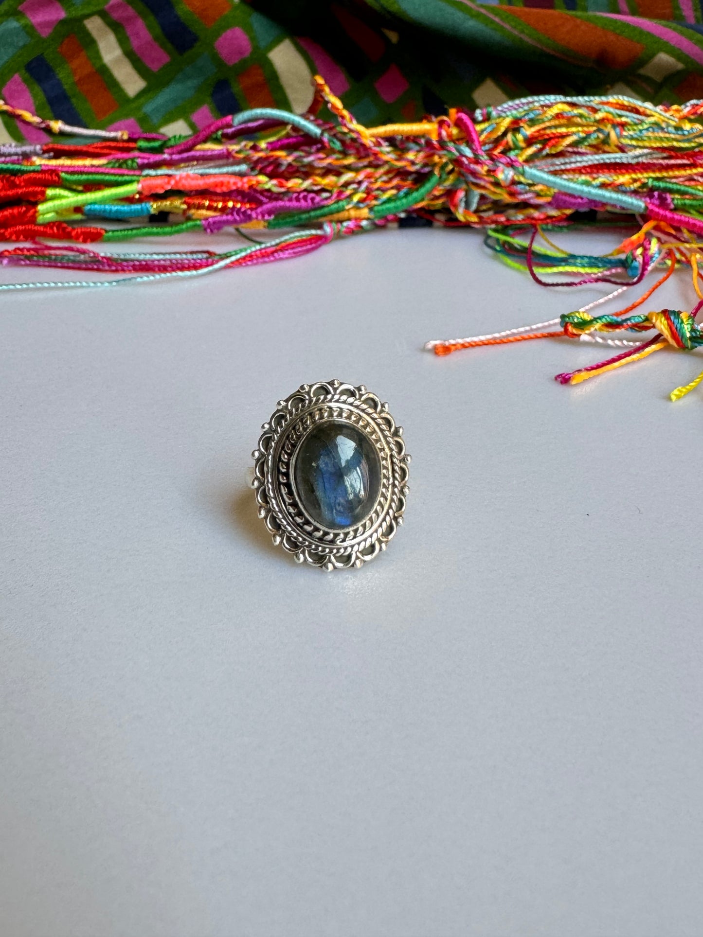 Labradorite Silver Ring E6