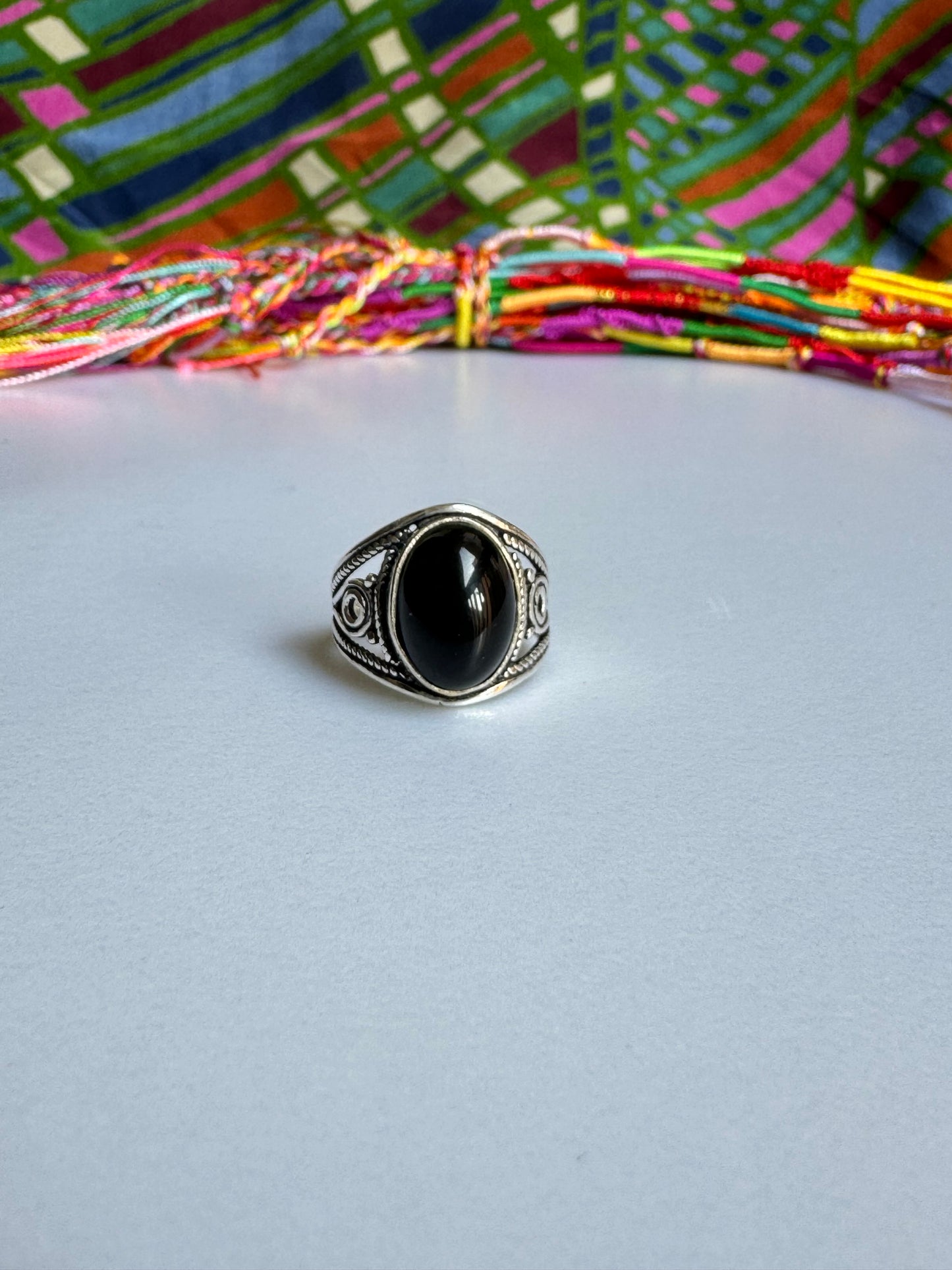 Black Onyx Silver Ring E66