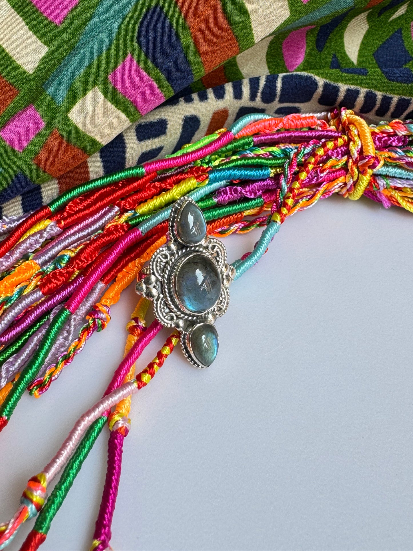 925 Silber Labradorit Ring Größe 11/12 - X81