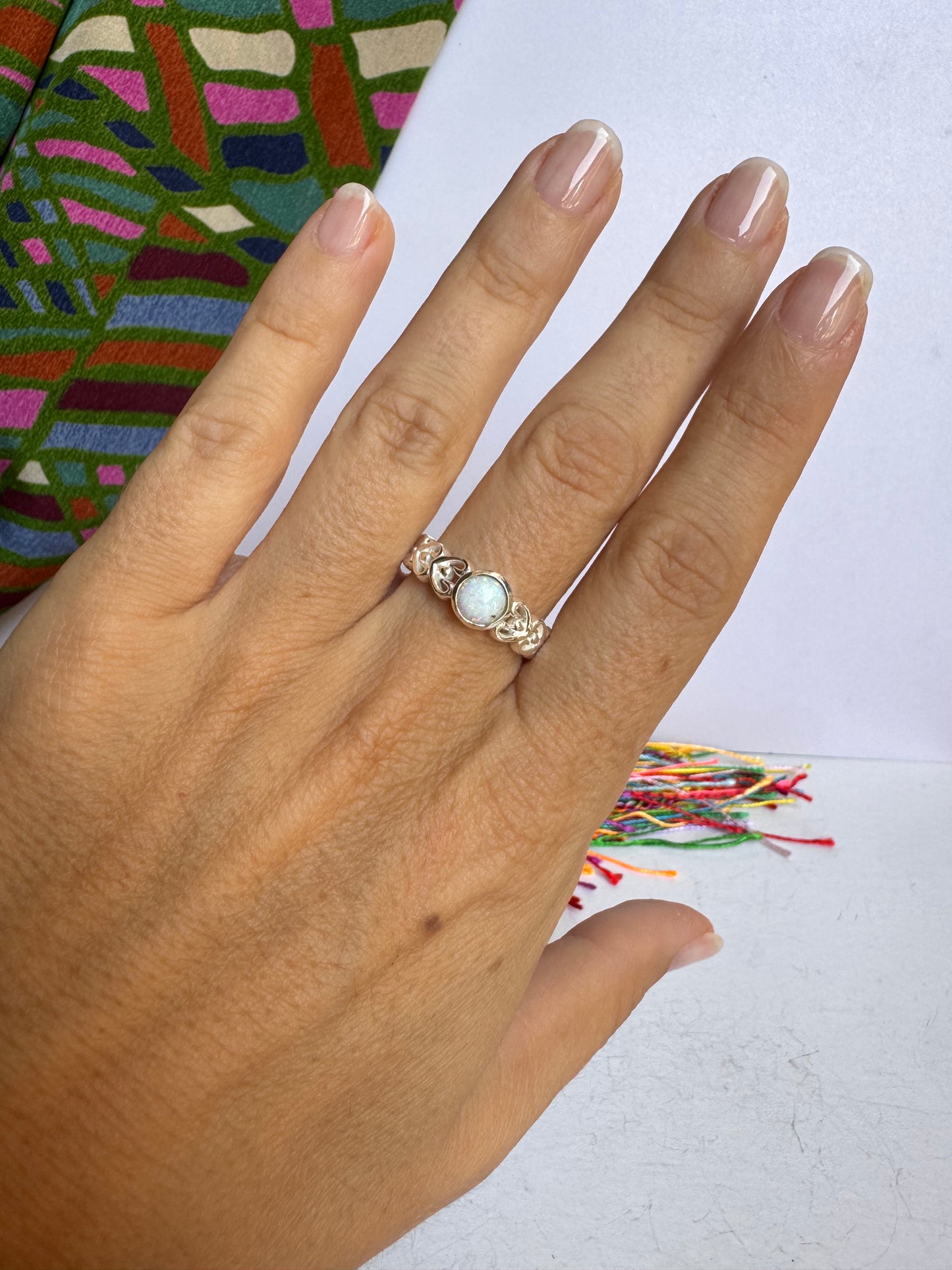 Anello argento 925 opale bianca misura 19 15OP