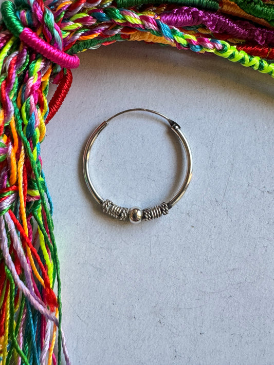 Single boho hoop earring in 925 silver