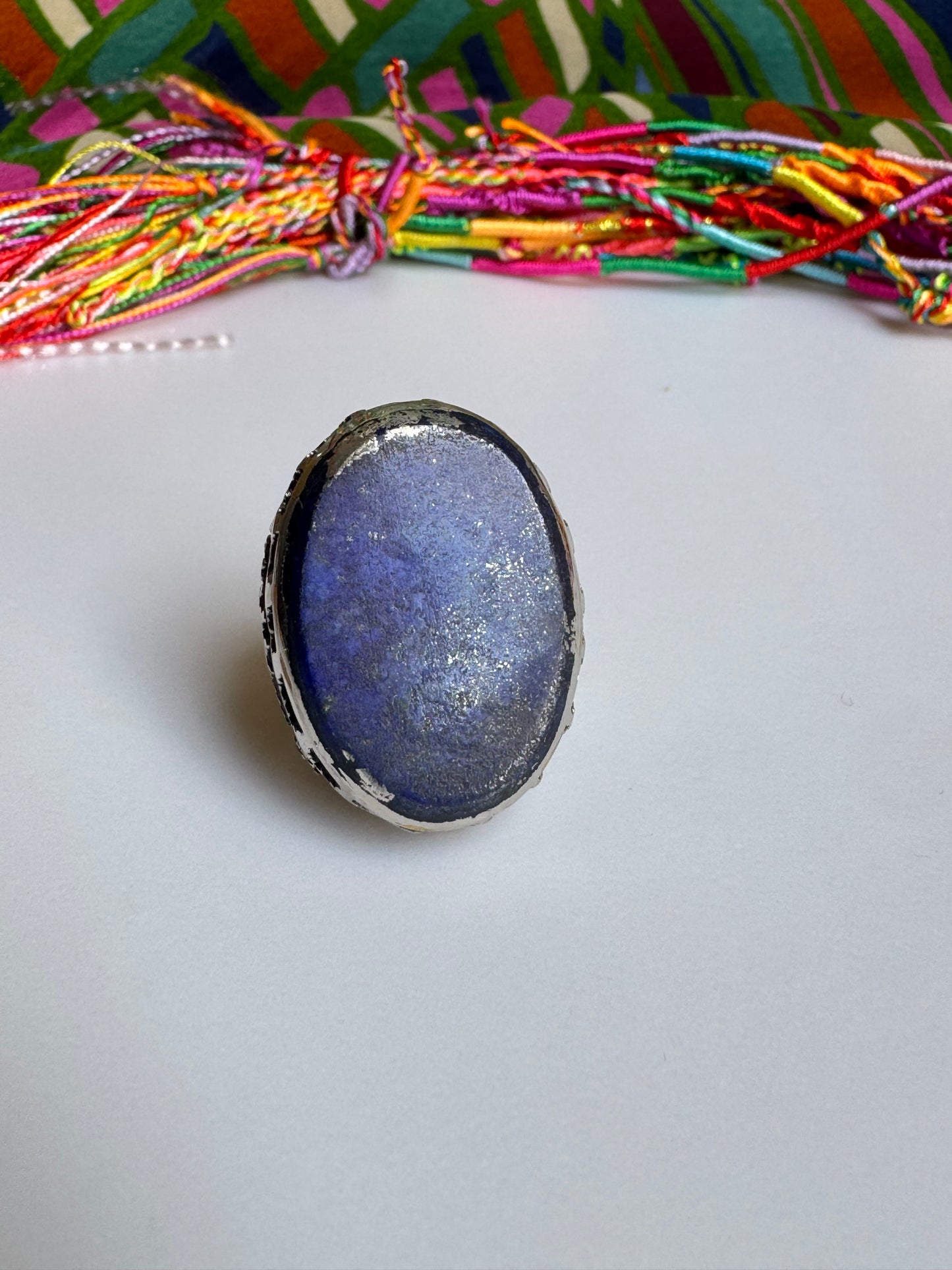 Antique vintage lapis lazuli hard stone ring