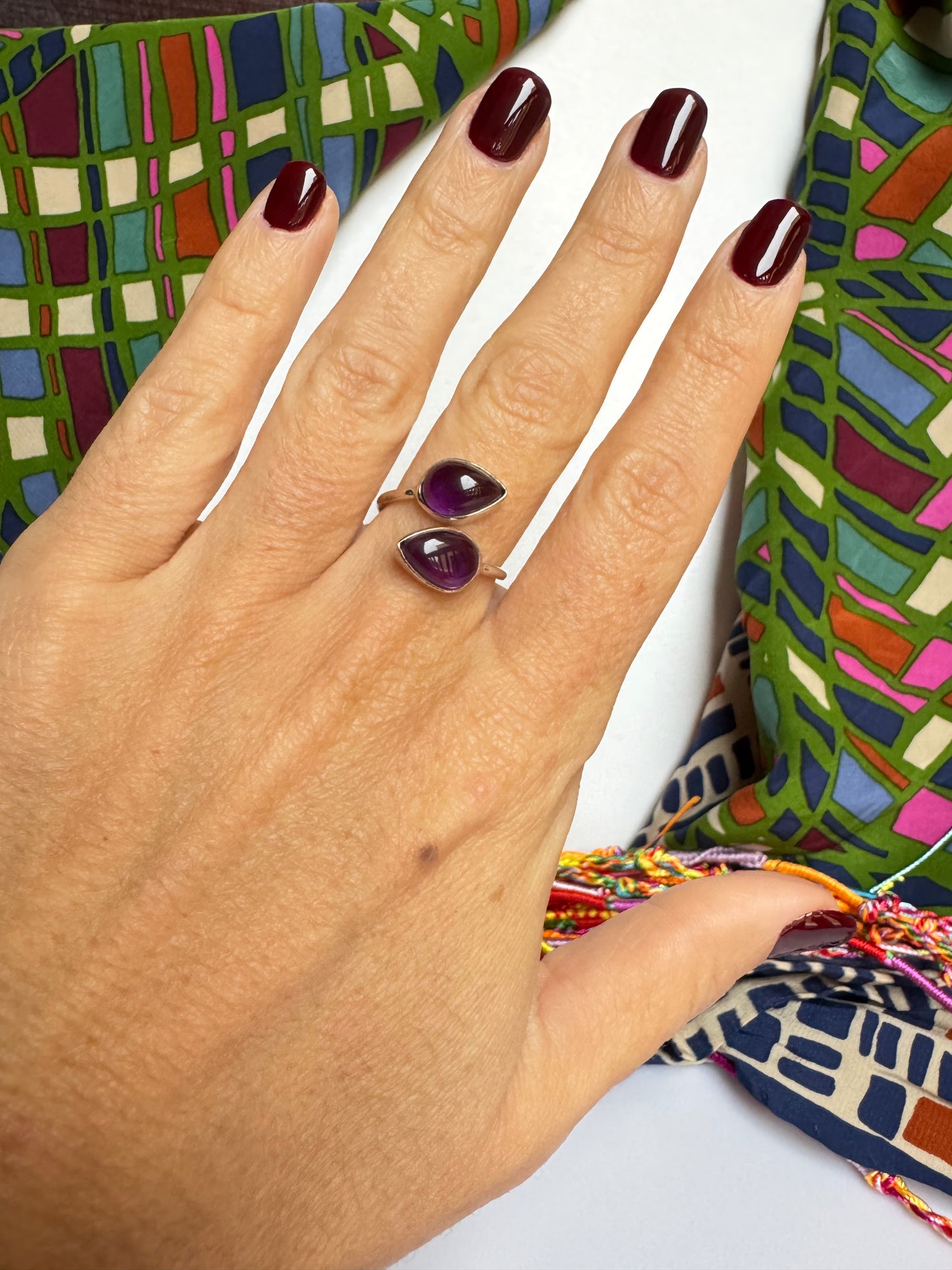 Anello argento 925 ametista regolabile  14 - 10AME