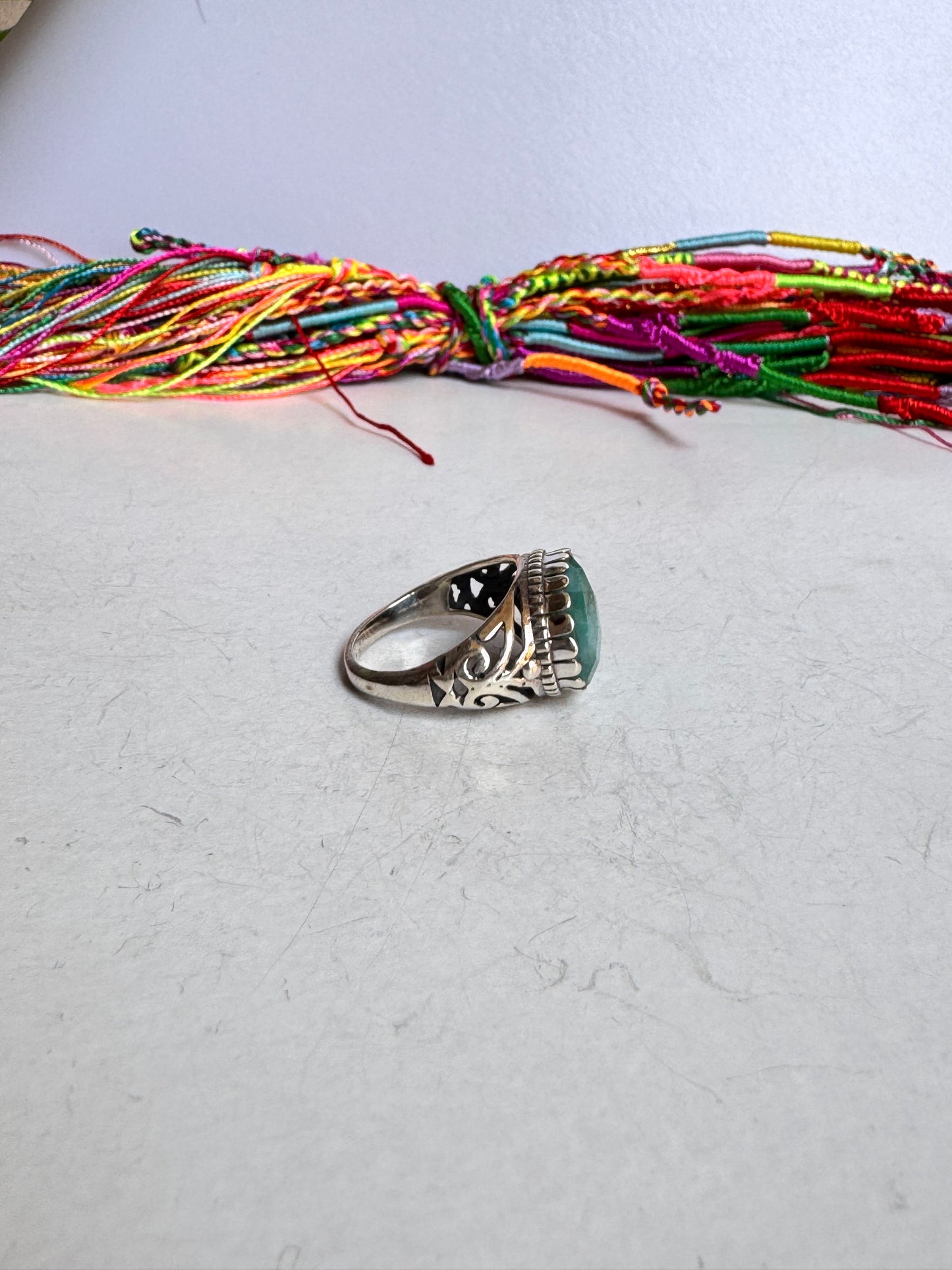 Anello argento 925 radice di smeraldo misura 20 13V