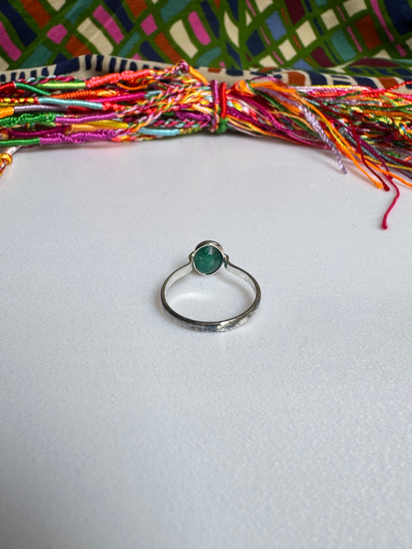 925 silver ring with emerald root, size 12 - 15RS