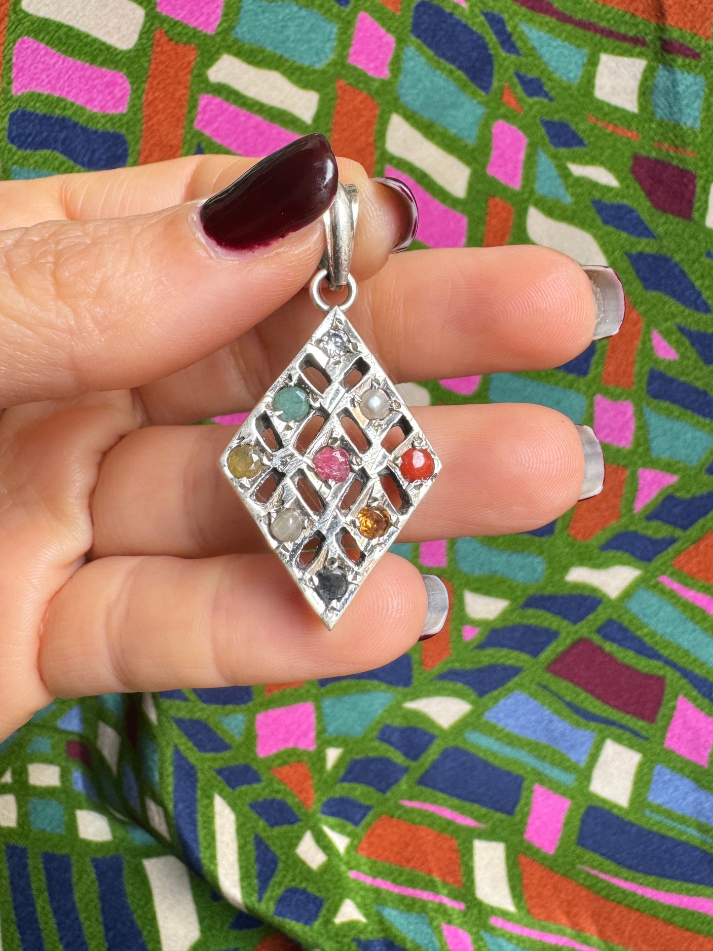925 Silber Anhänger Navaratna C64