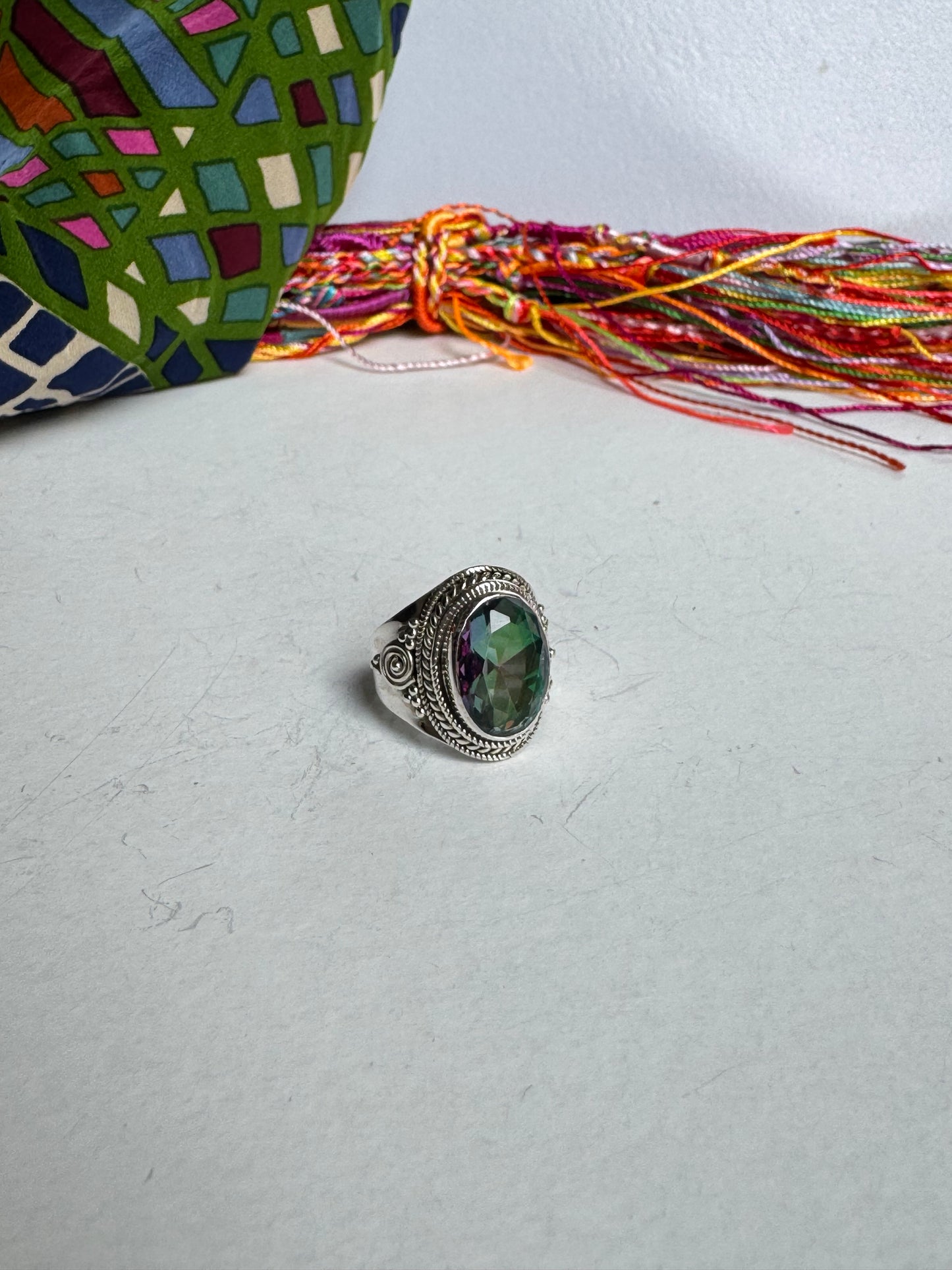 Anello argento 925 mystic stone misura 13/14 - 8LO