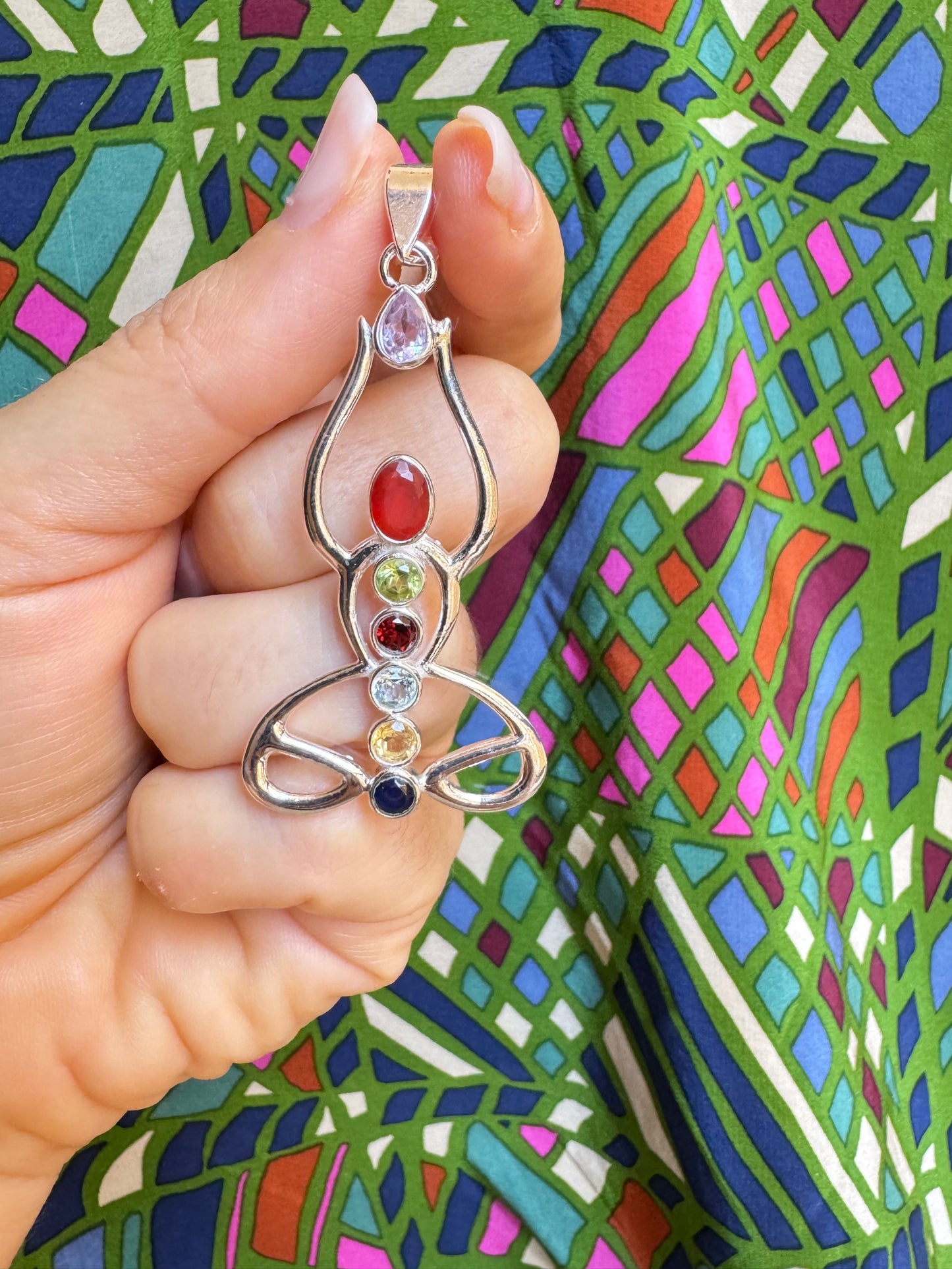 925 silver pendant for men 7 chakras F34