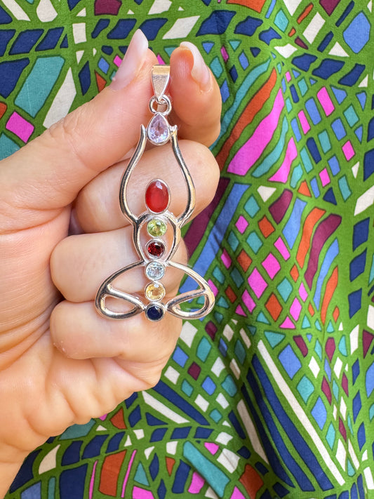 925 Silber Anhänger für Männer 7 Chakren F34