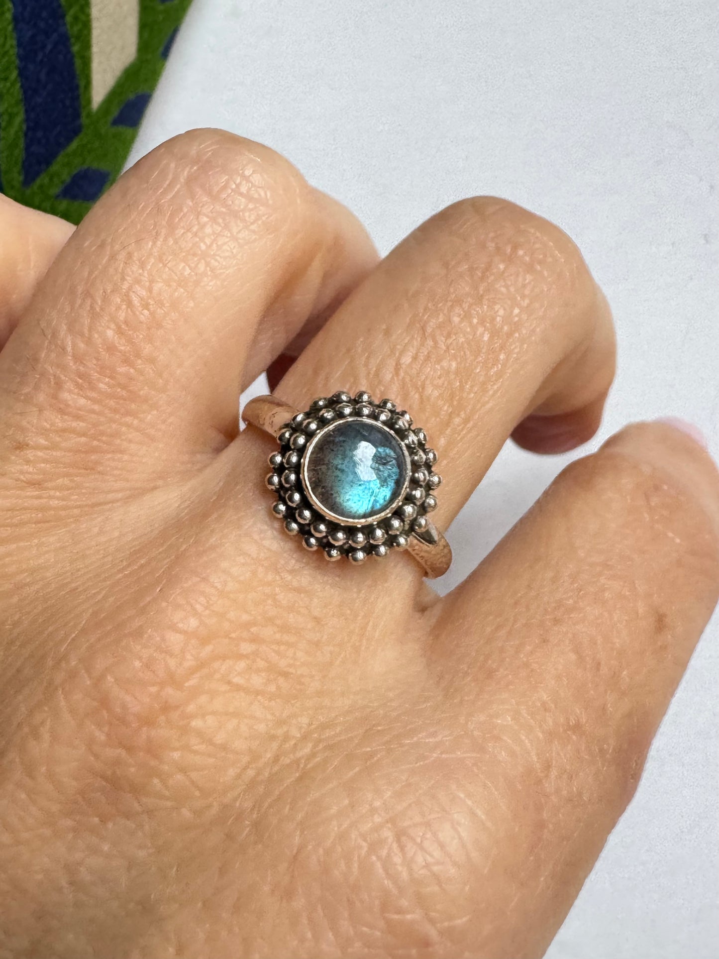 Anello argento 925 labradorite misura 20 - 26SZ