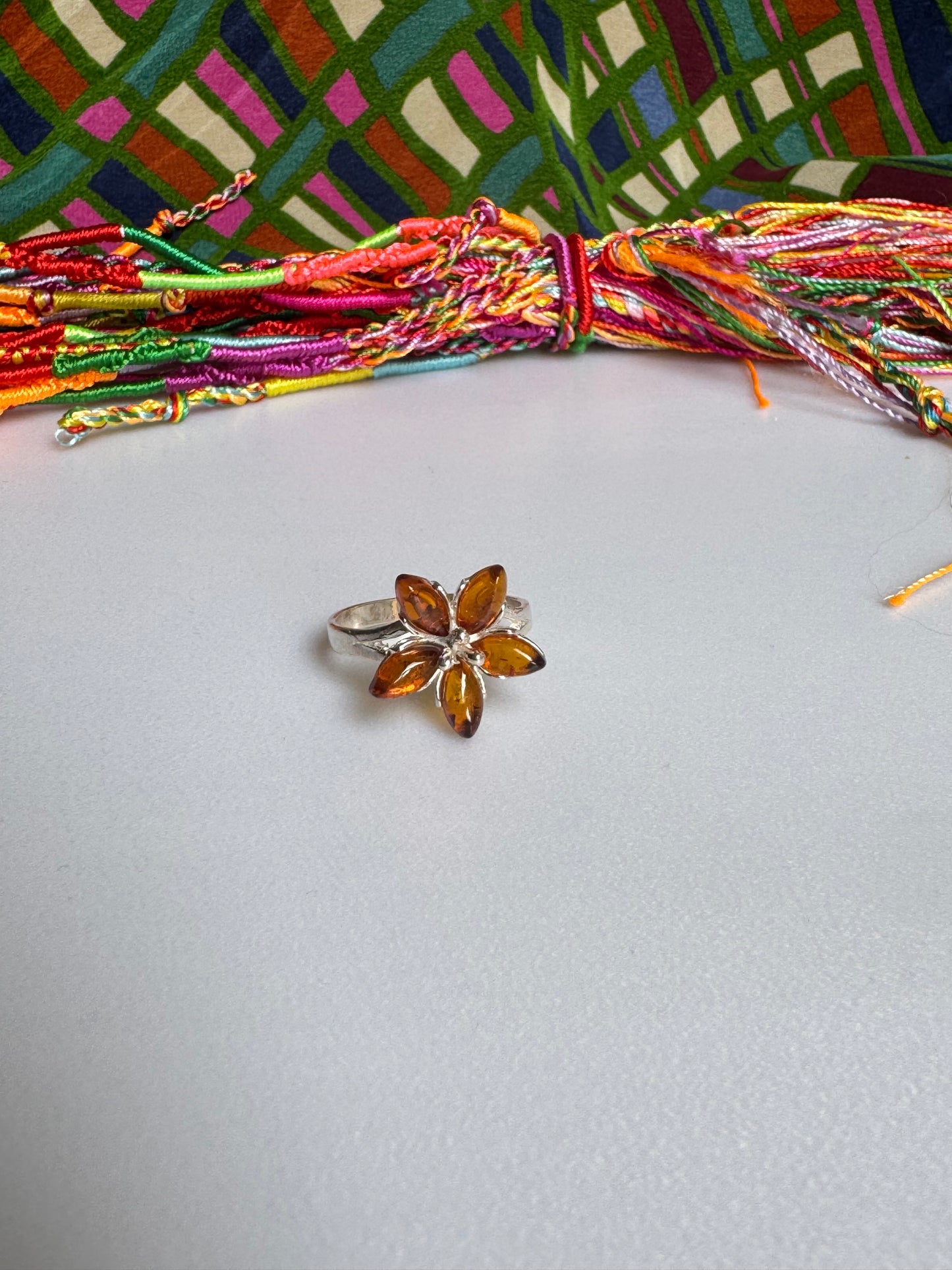 925 silver amber ring size 22 49A