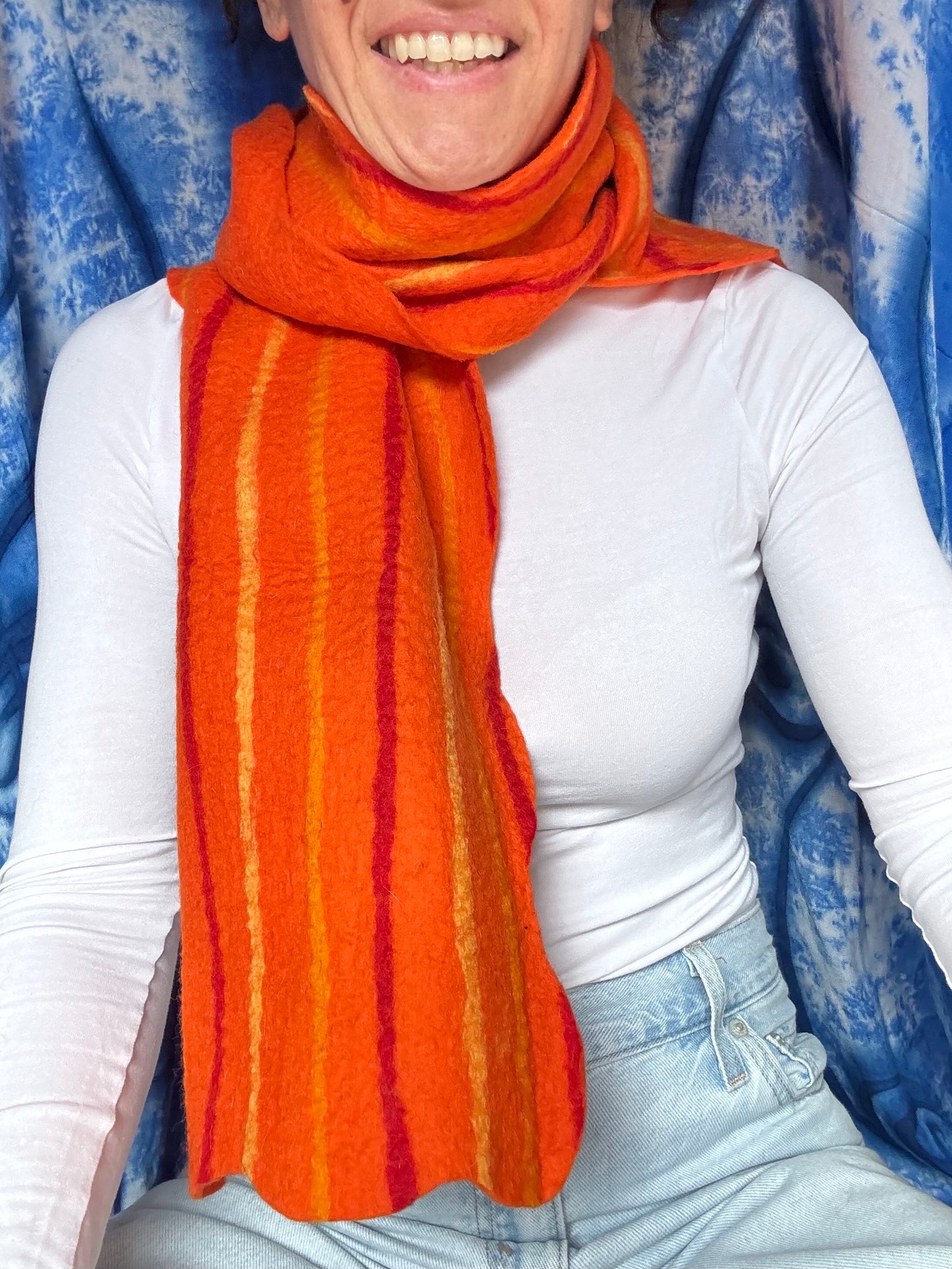 Sciarpa India lana cotta arancione