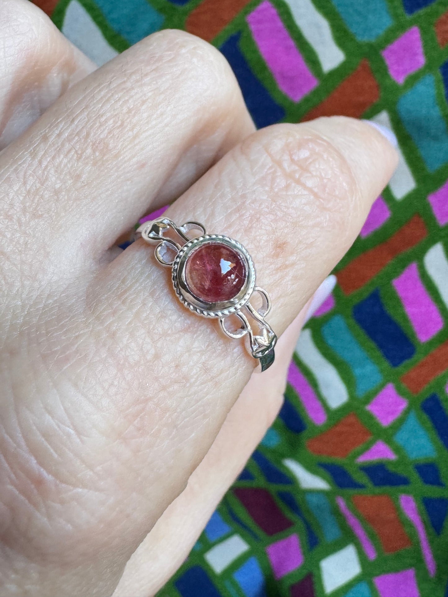 925 Silber Turmalin Ring Größe 22- TA11