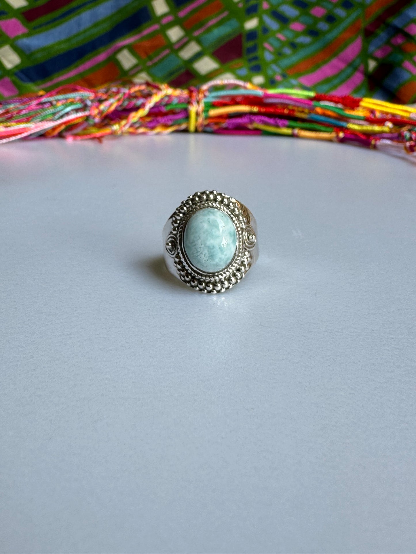 Anello argento 925 larimar E65