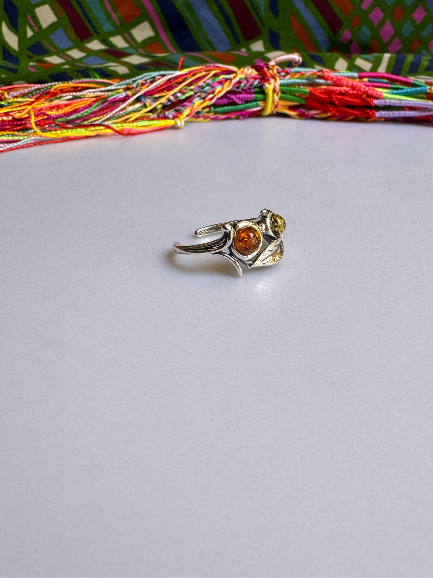 925 silver amber ring size 14 21A