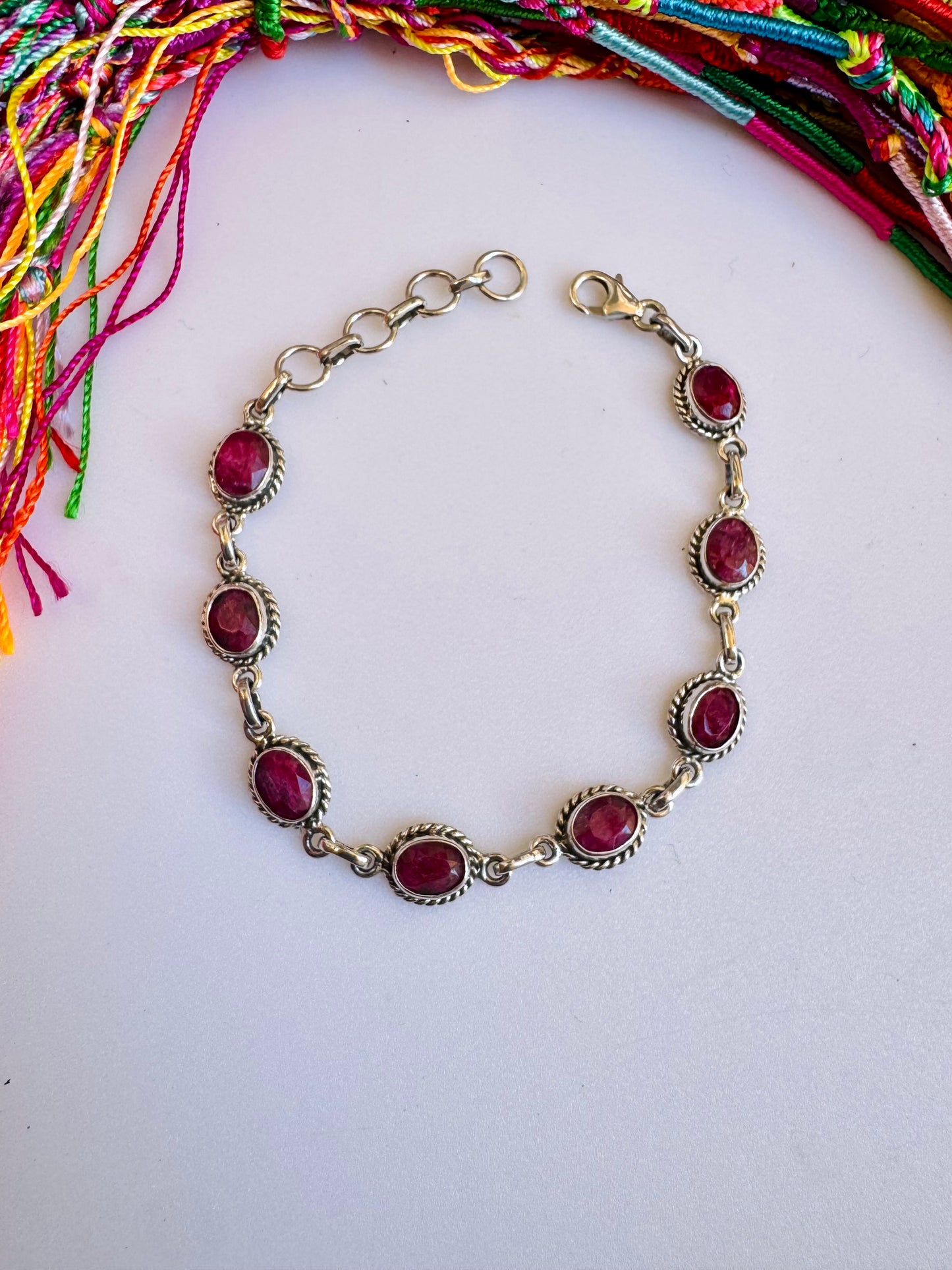 925 silver bracelet with ruby ​​root B67
