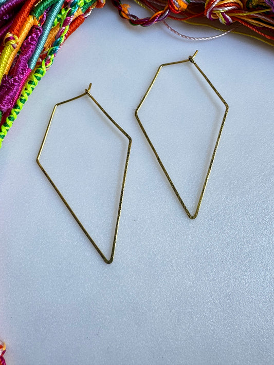 Boho earrings gold pentagon hoops