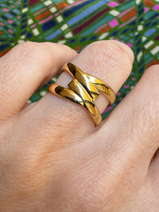 Golden steel ring design