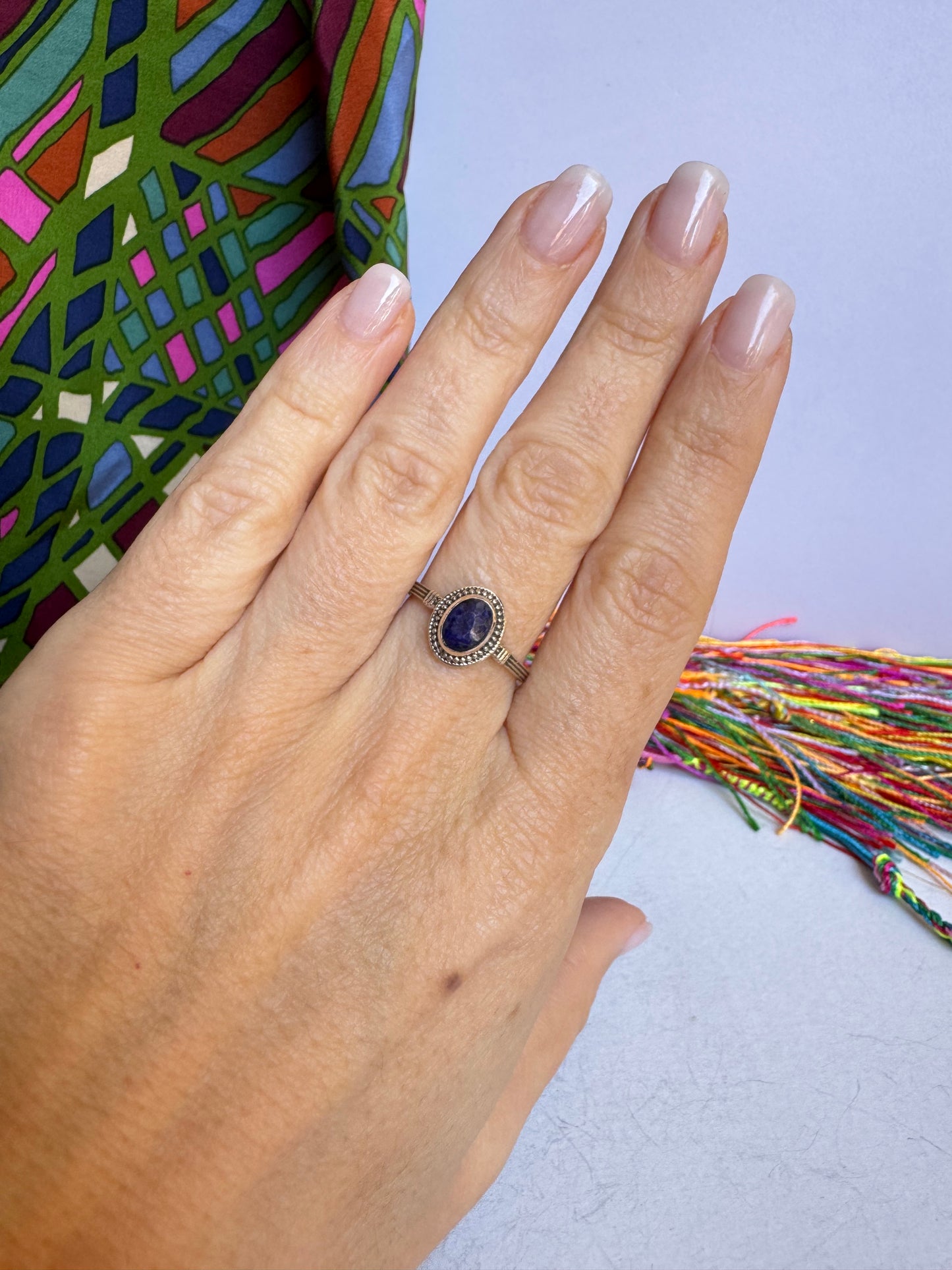 Anello argento925 lapislazzuli misura 16/17 - LP6