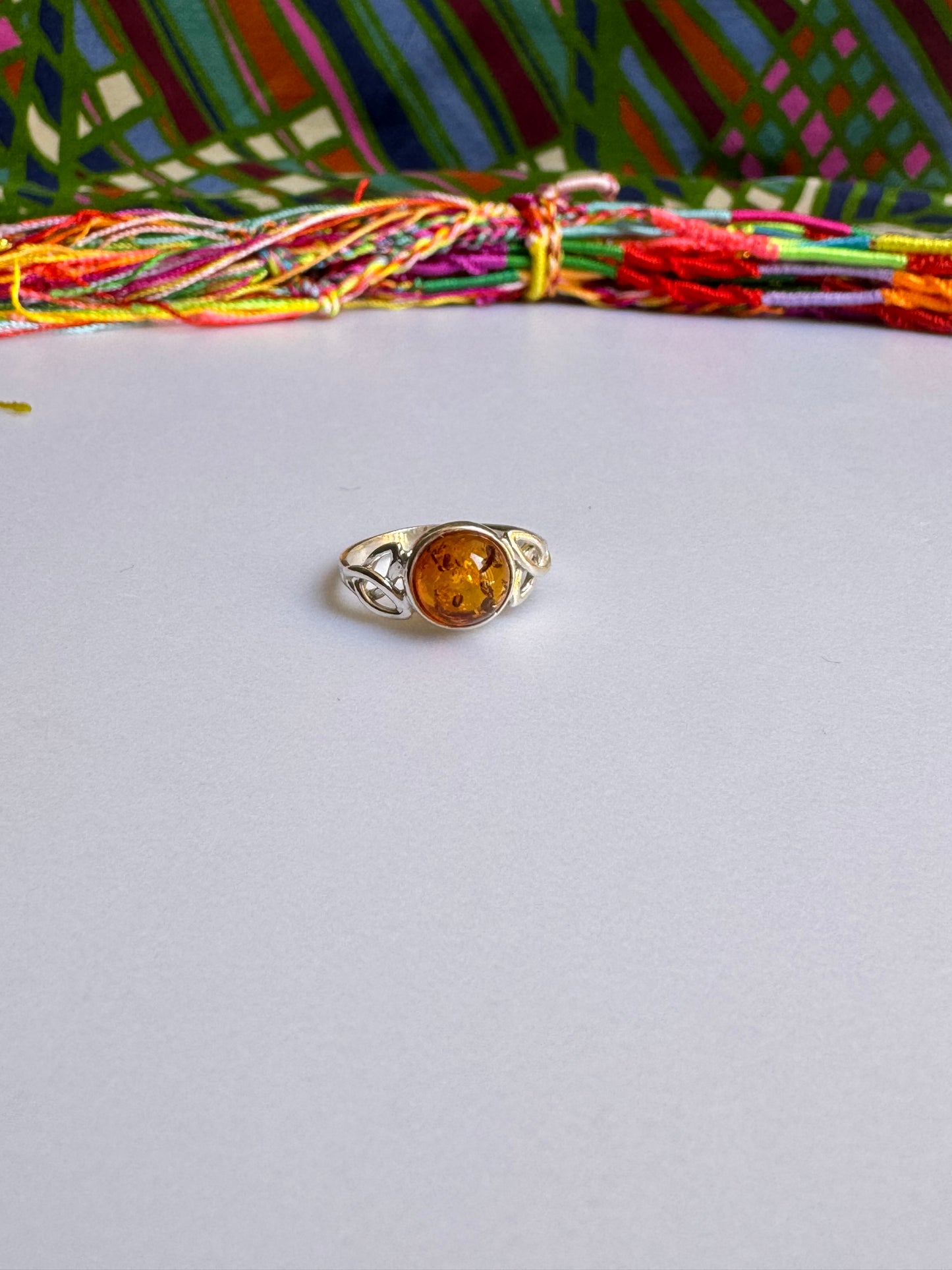 925 silver amber ring size 12 26A