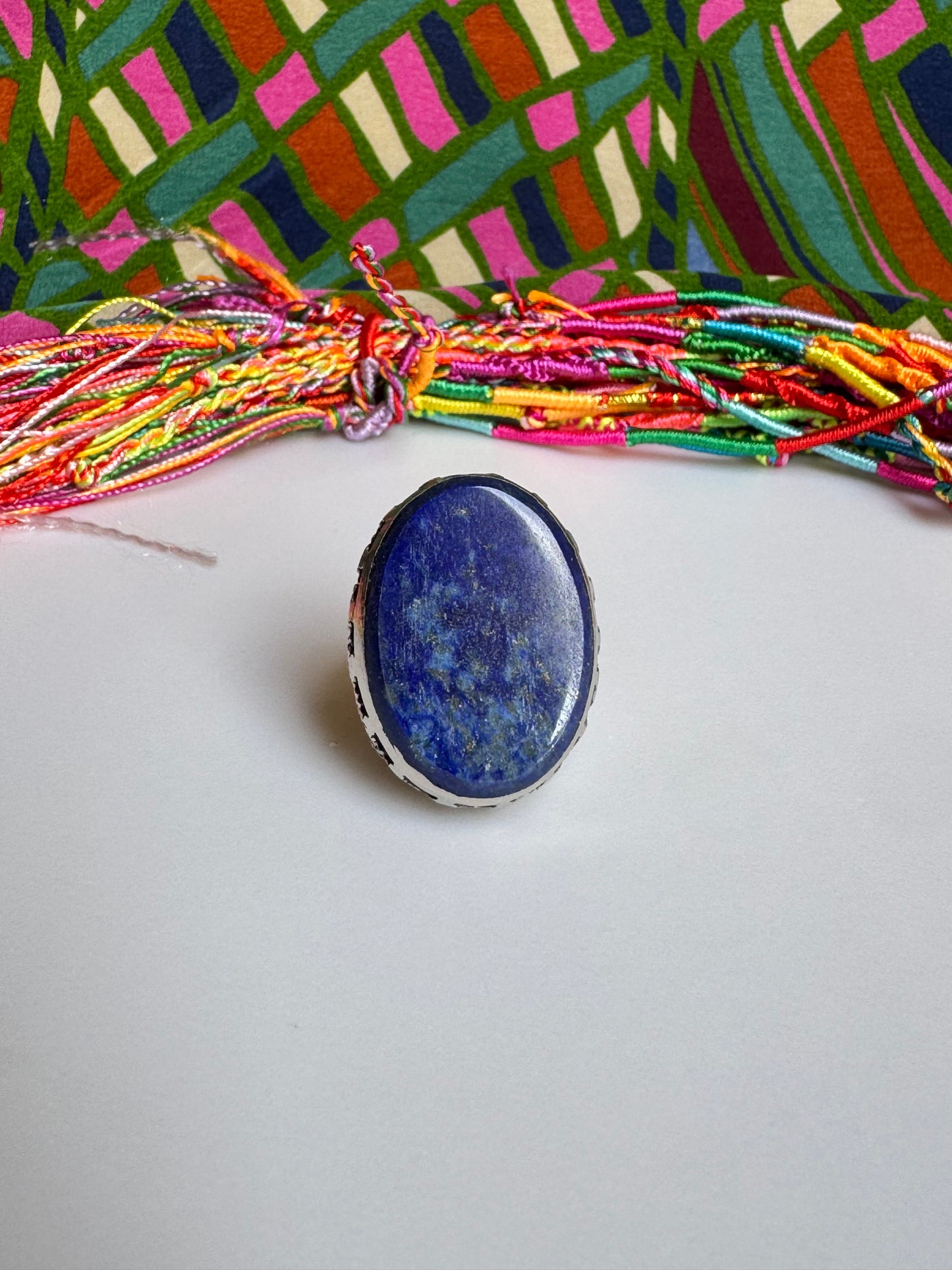 Antique vintage lapis lazuli hard stone ring