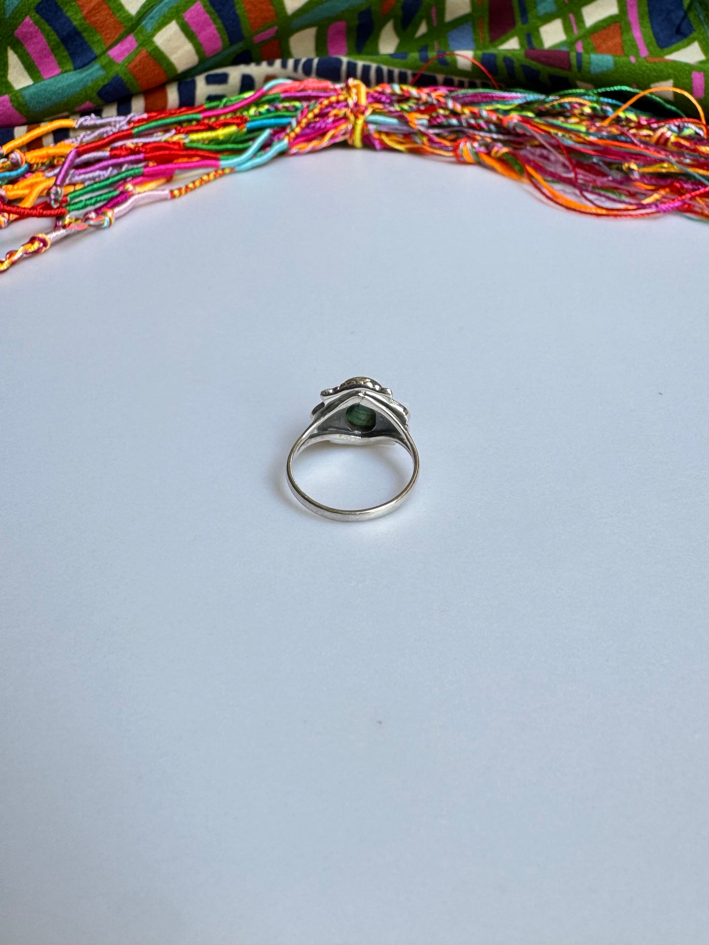 925 silver ring with emerald root size 14 - G55