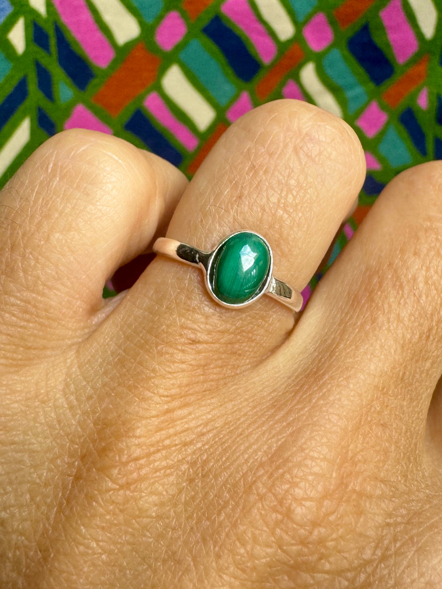 925 silver malachite ring size 11/12- G19