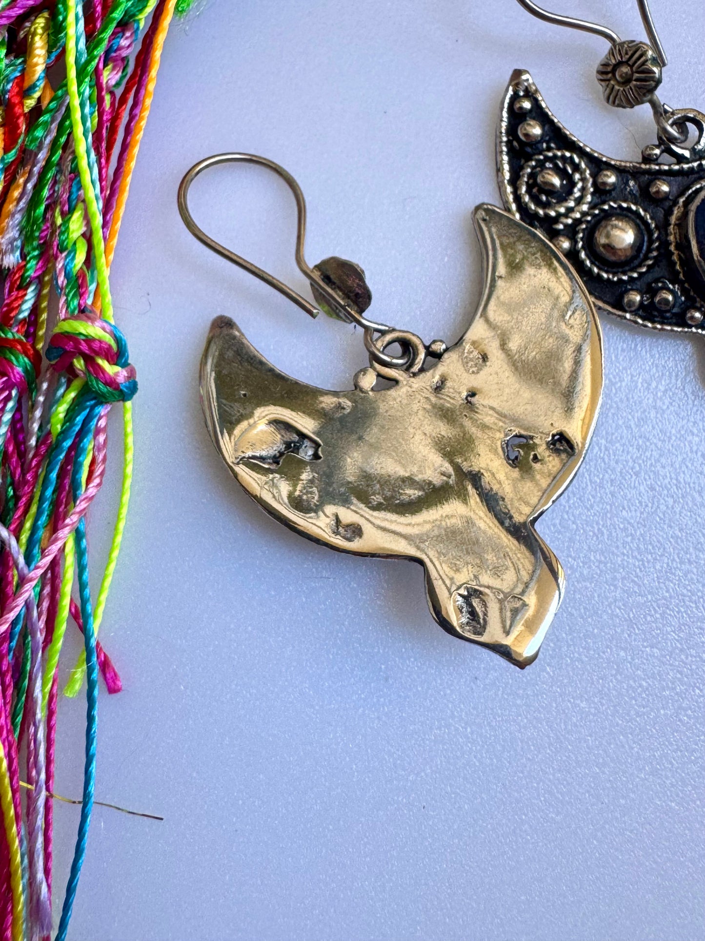 Antique Lapis Lazuli Paste Earrings Vintage